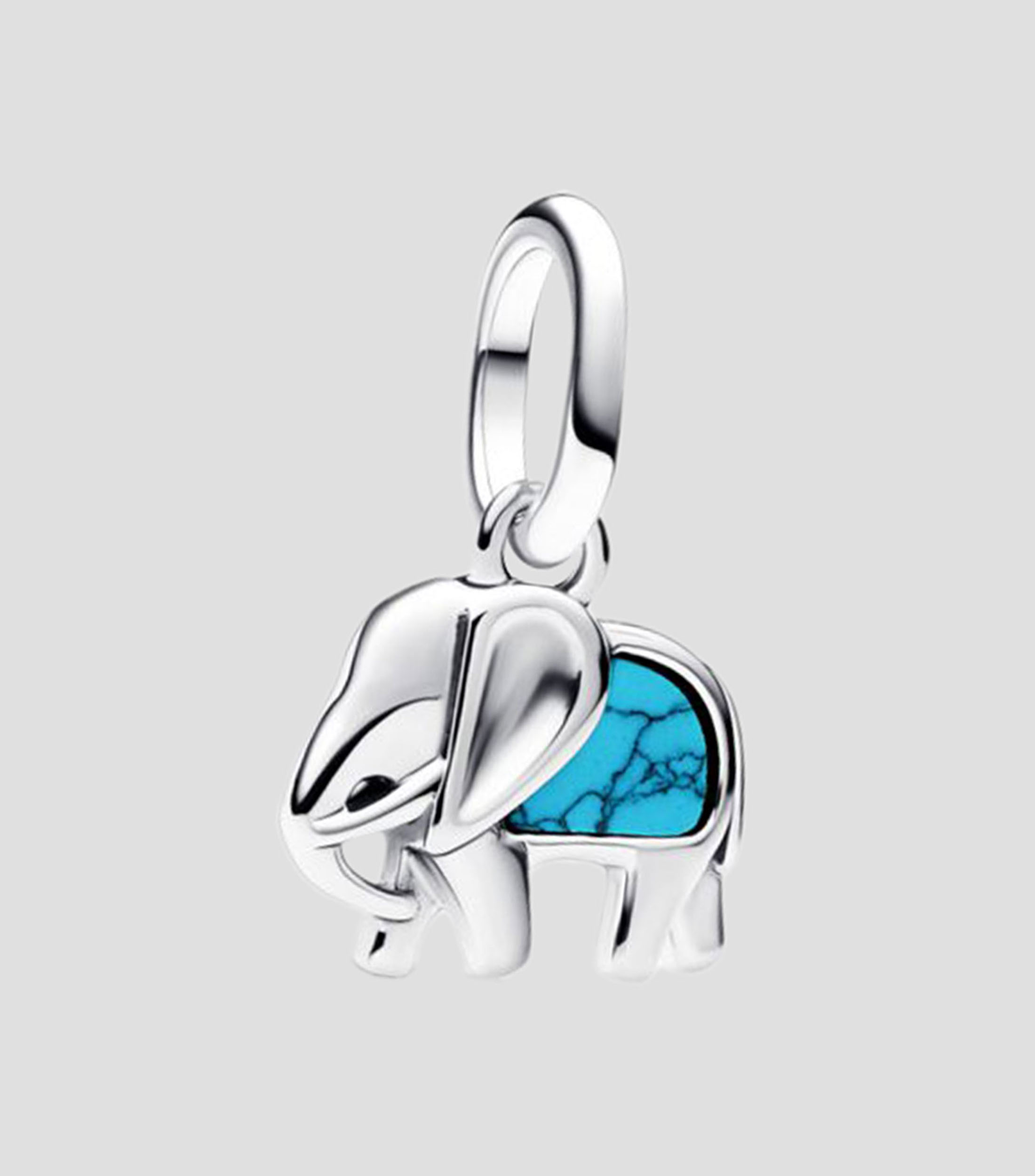 Mini Charm en plata .925 Elefante Azul Turquesa Unisex