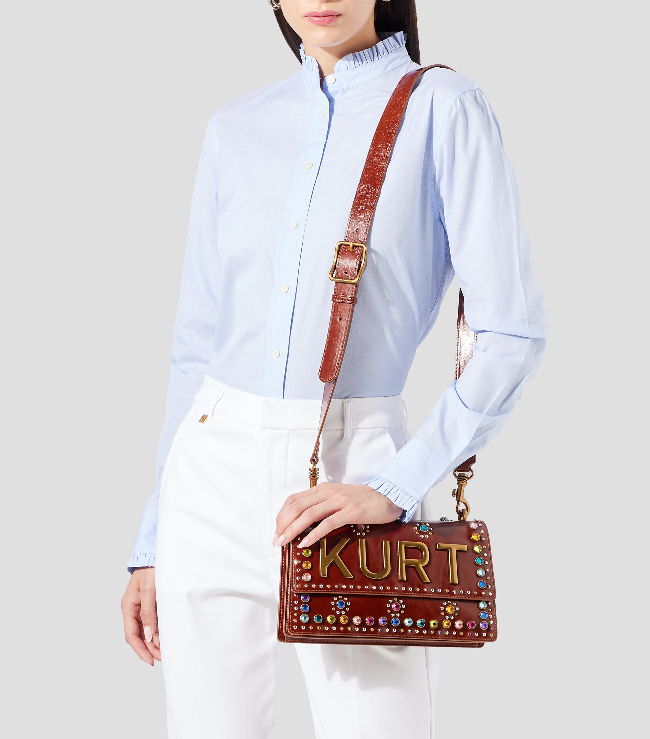 Bolsa crossbody en piel pedrería fantasía Mujer