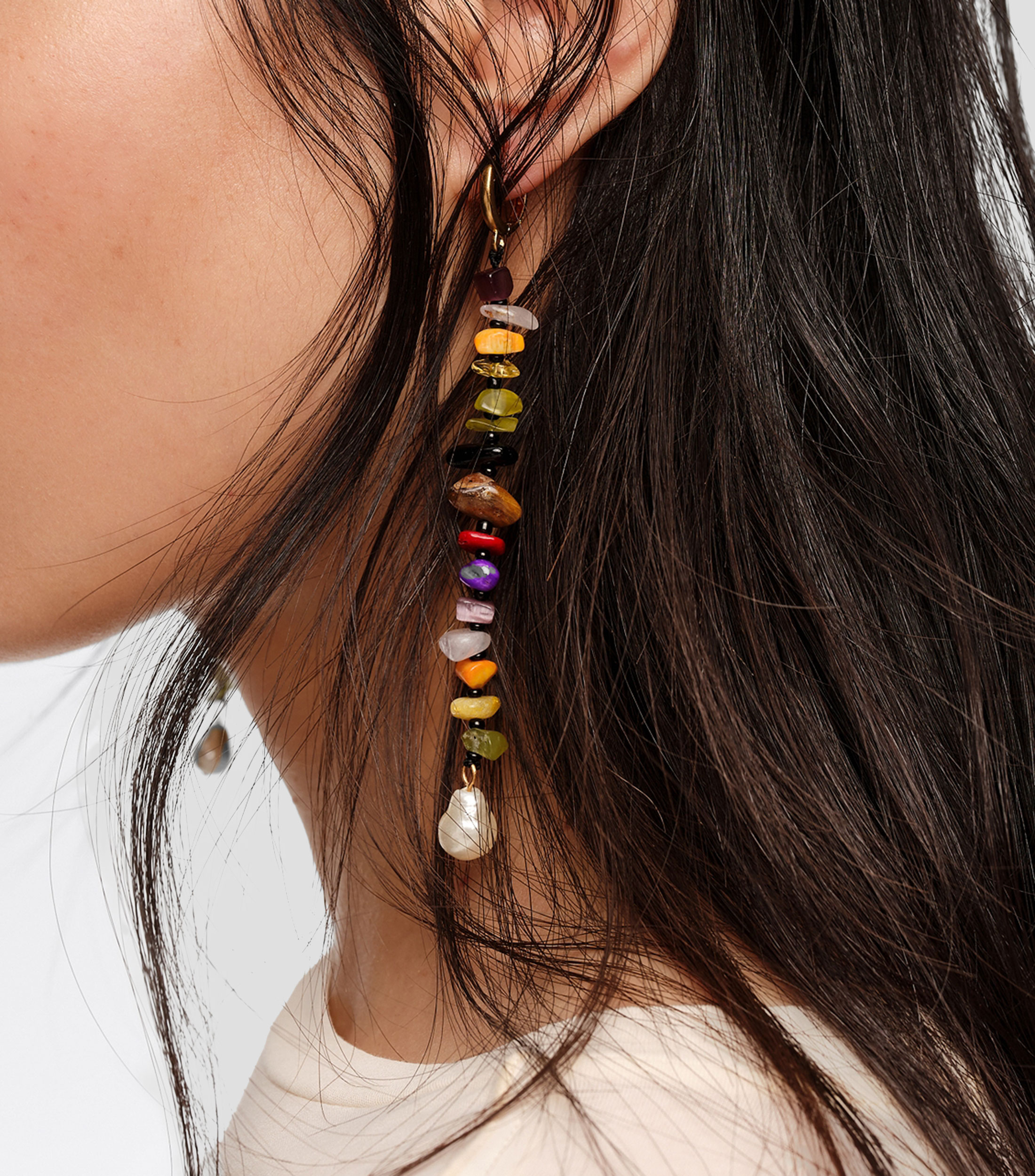 Aretes con piedras multicolor Mujer