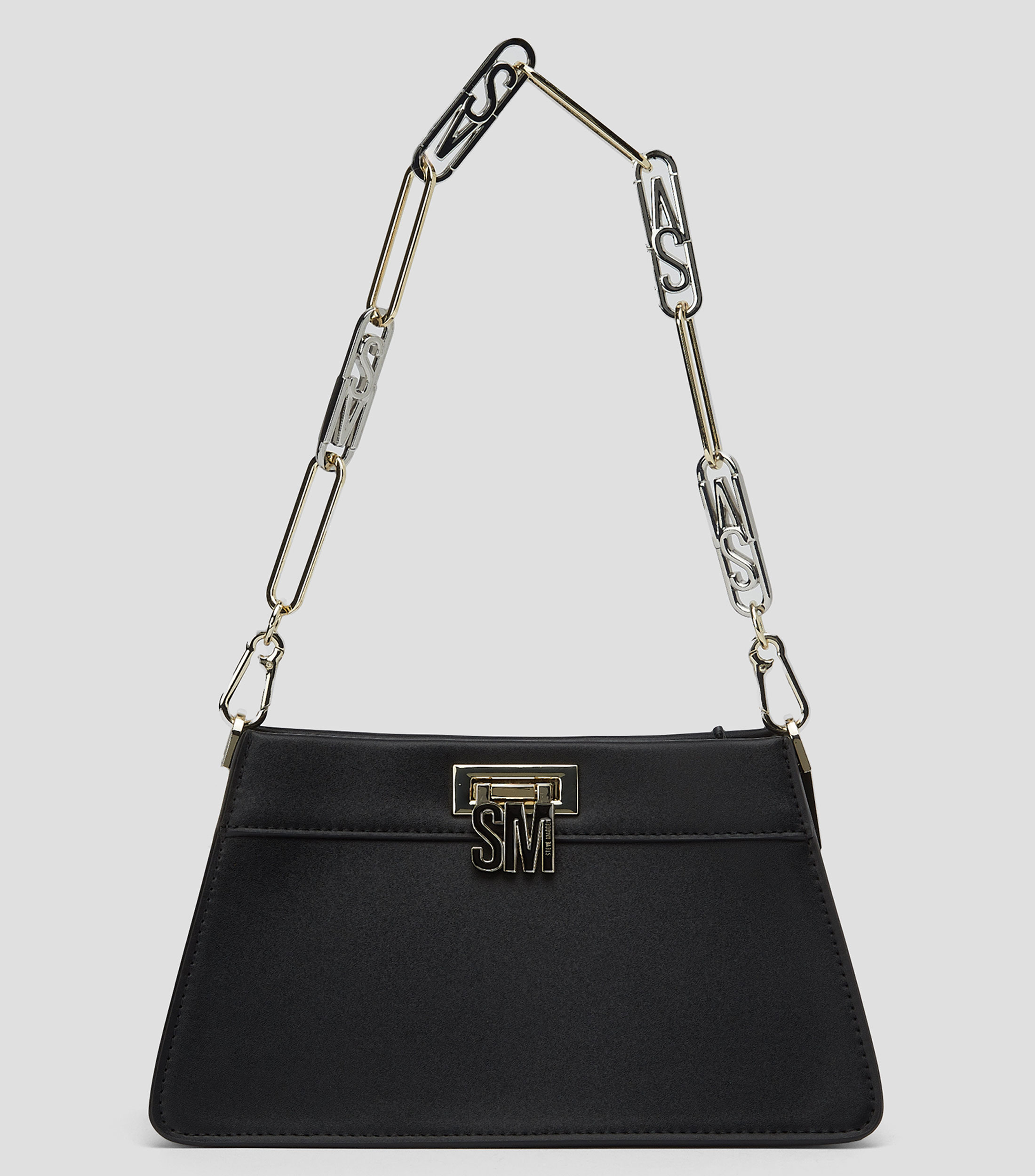 Steve Madden Portafoglio da Polso Zip Around Nero Firma Monogram Grande