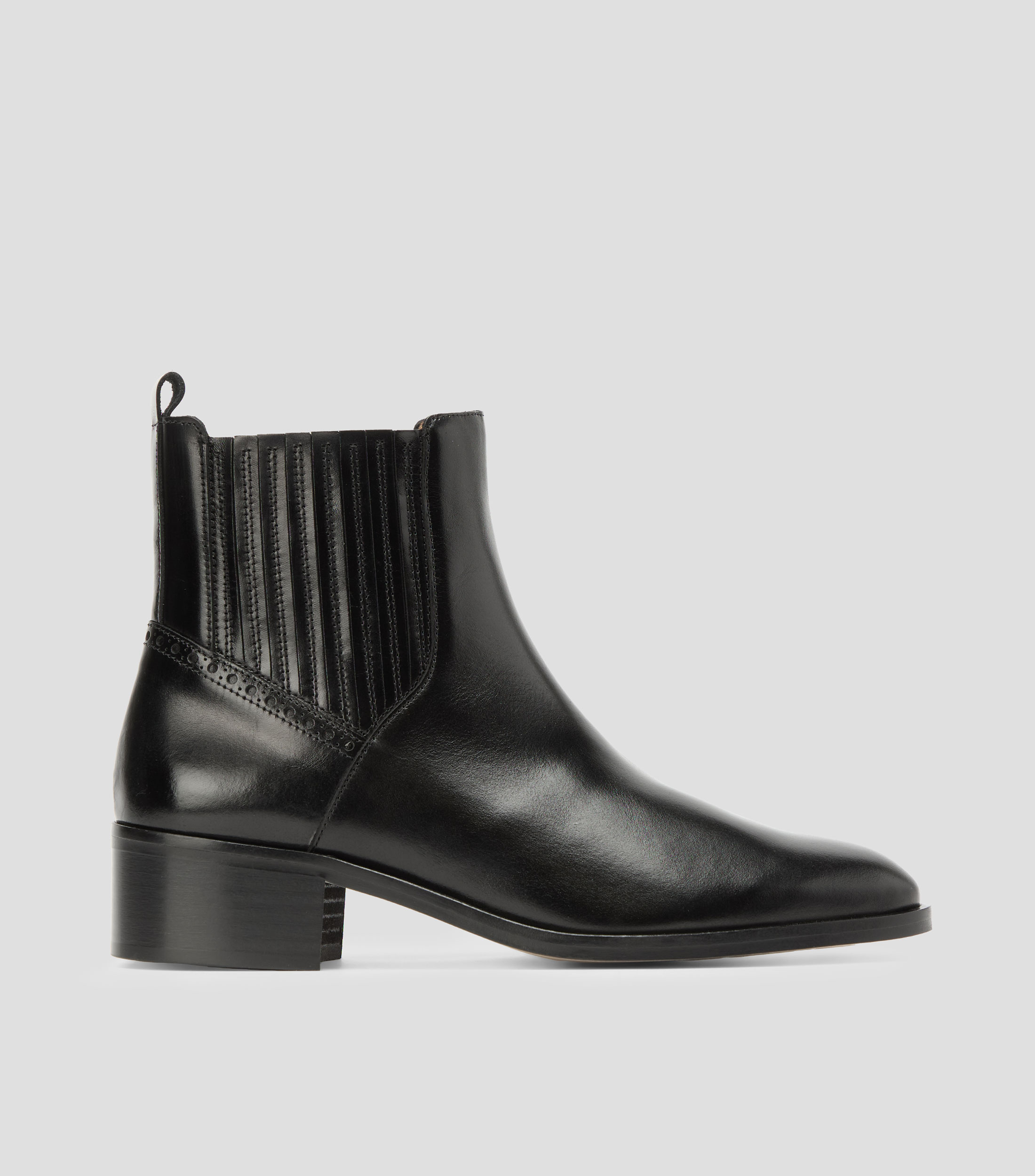 Botines con tacón bajo media luna Mujer