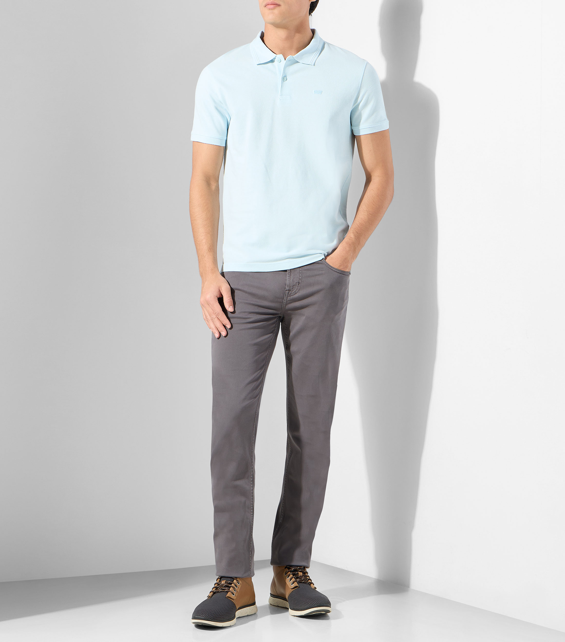 Playera tipo polo manga corta lisa Hombre