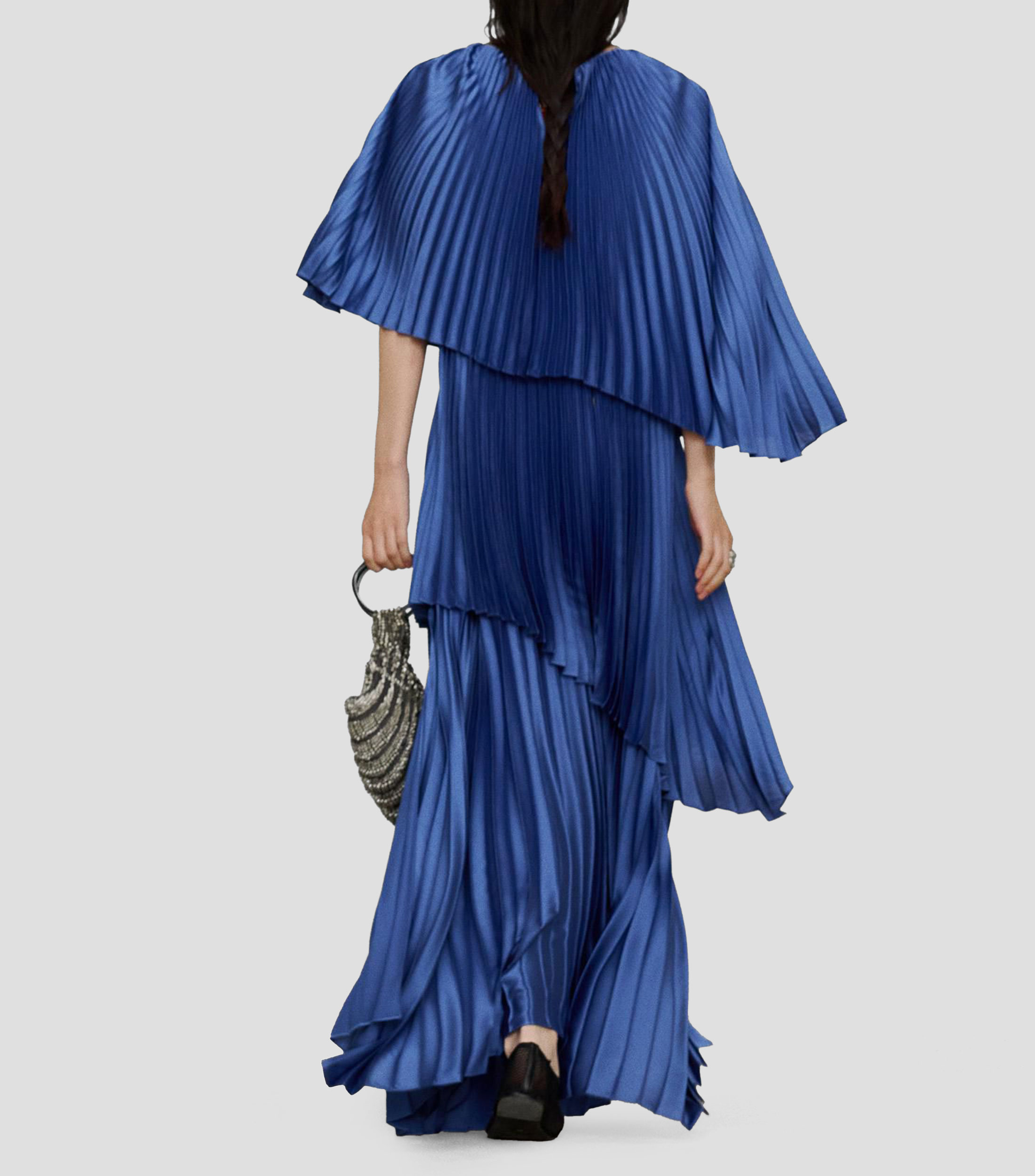 Vestido largo liso capas Mujer