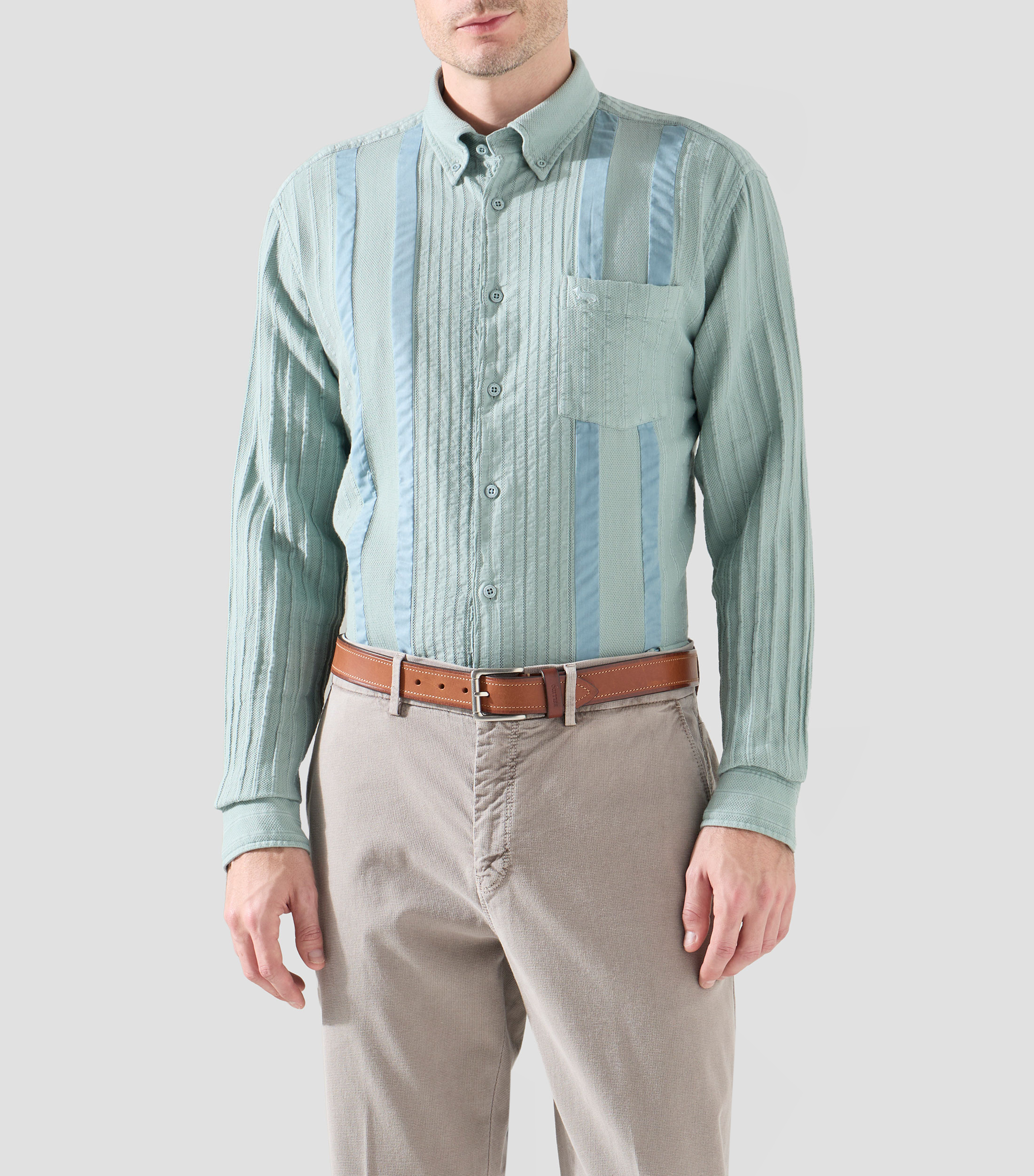 Camisa lisa manga larga Hombre