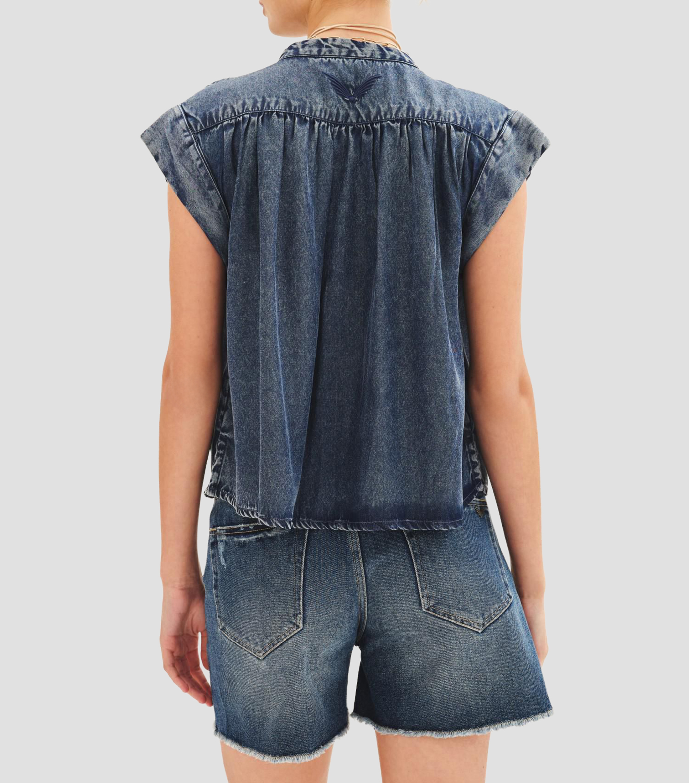 Camisa deslavada manga corta Mujer