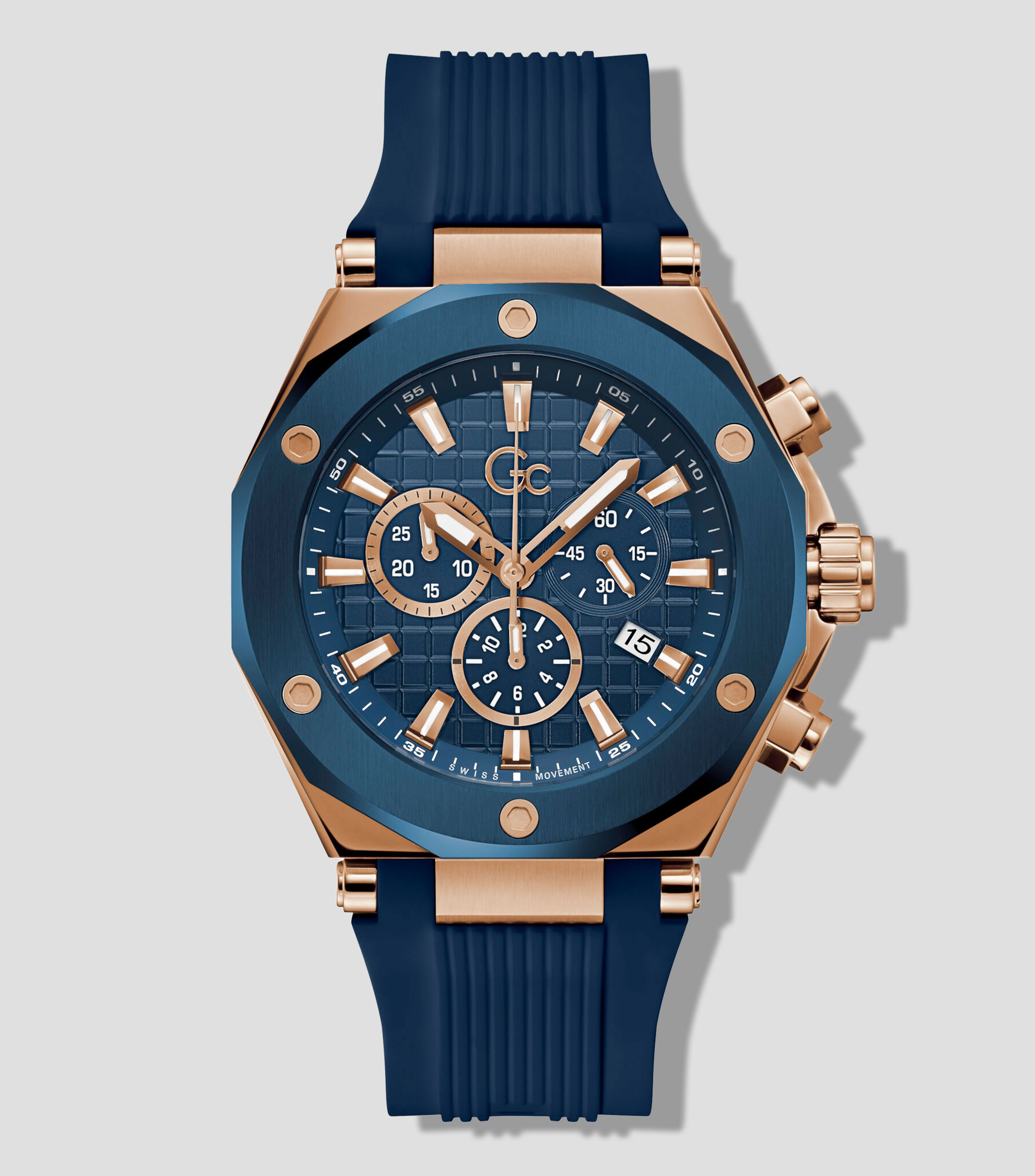 Reloj para Hombre casual Legacy azul, tono oro rosa