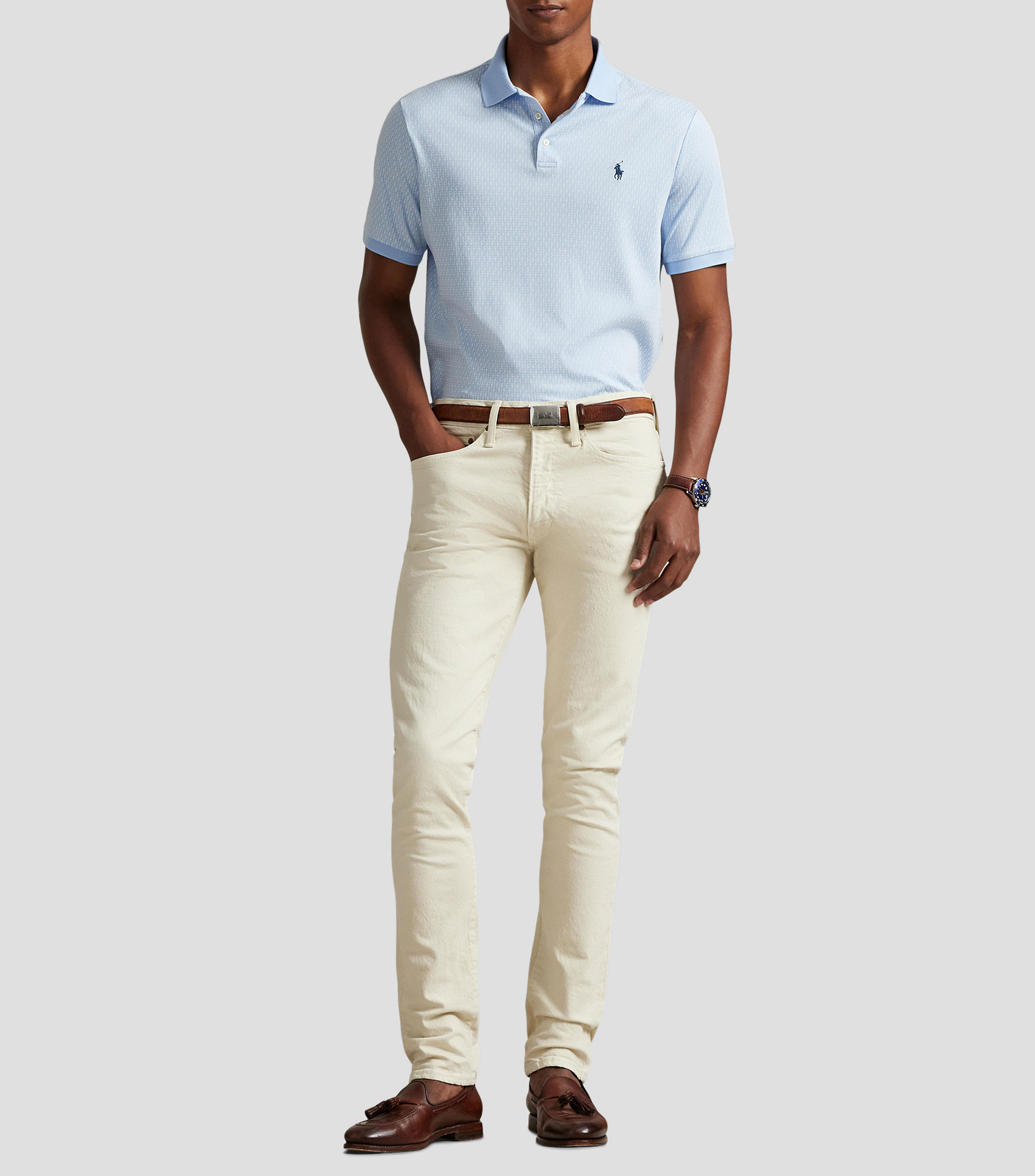 Playera tipo polo manga corta estampada Hombre