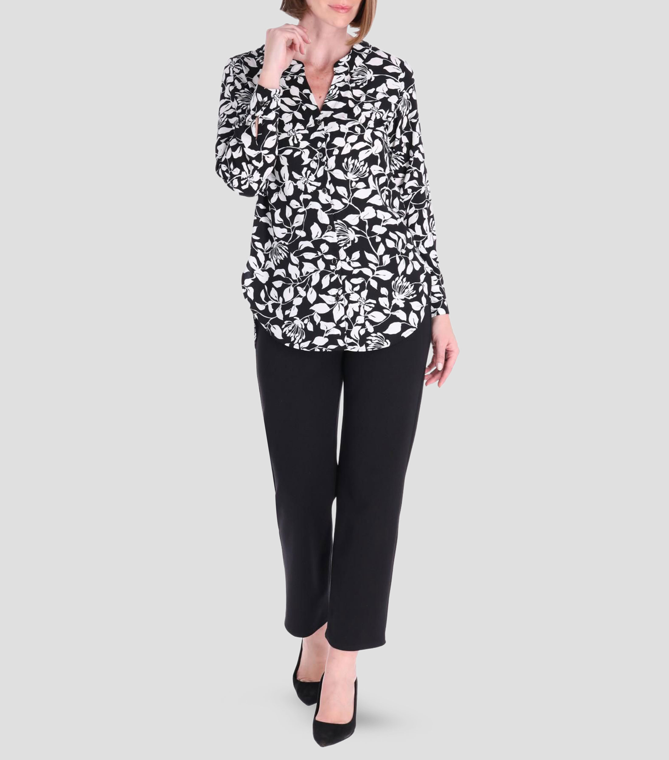 Blusa estampada con manga larga Mujer