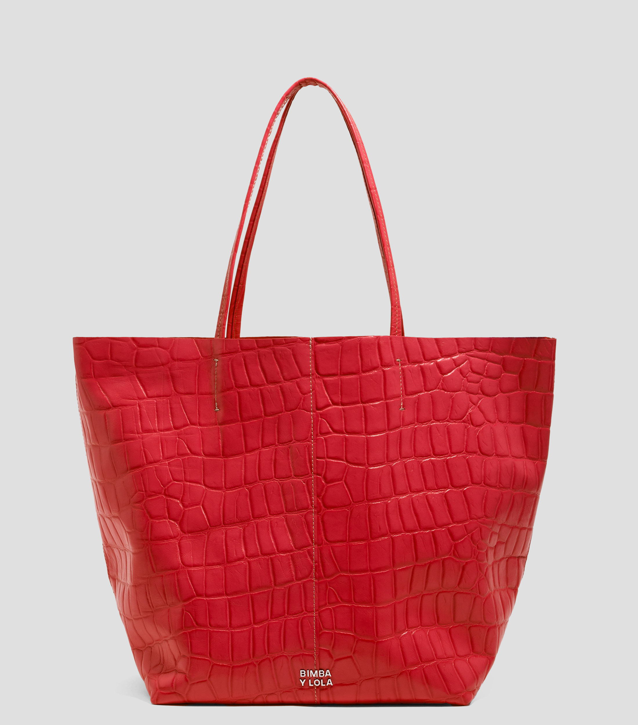 Bolsa tote grande piel roja Mujer