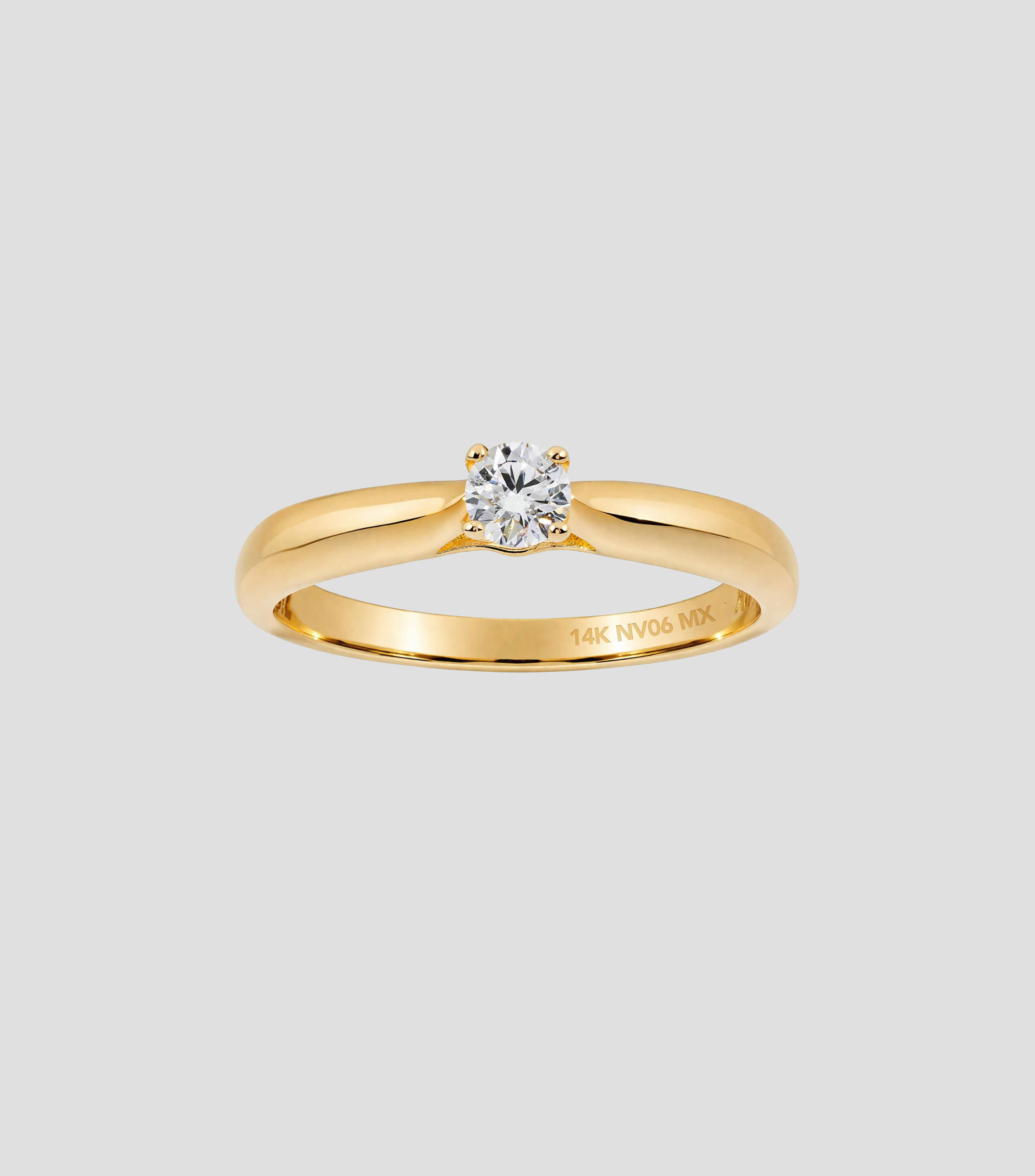 Anillo solitario en Oro amarillo de 14 Kilates con diamante Mujer