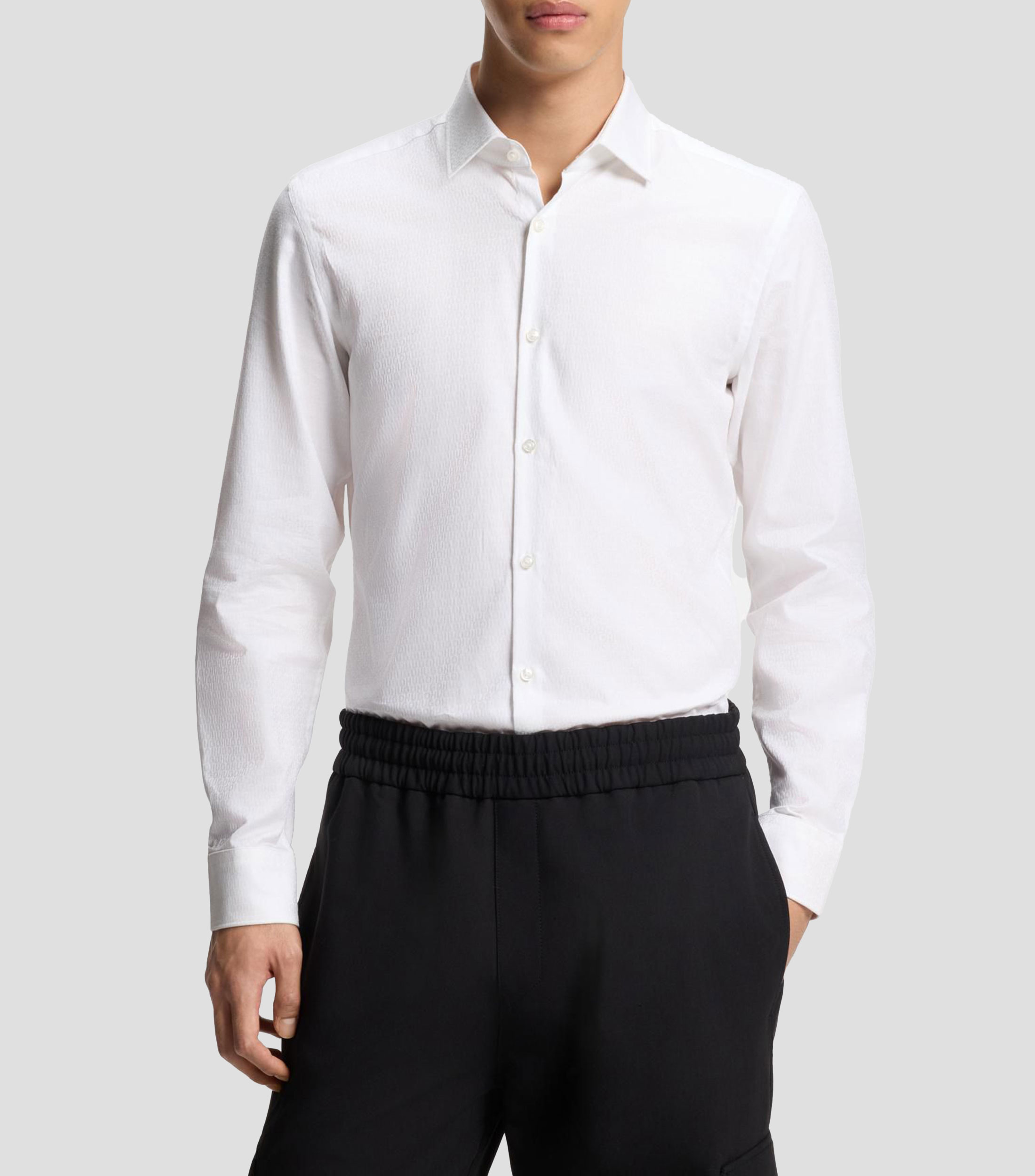 Camisa HUGO slim fit con logo en jacquard Hombre