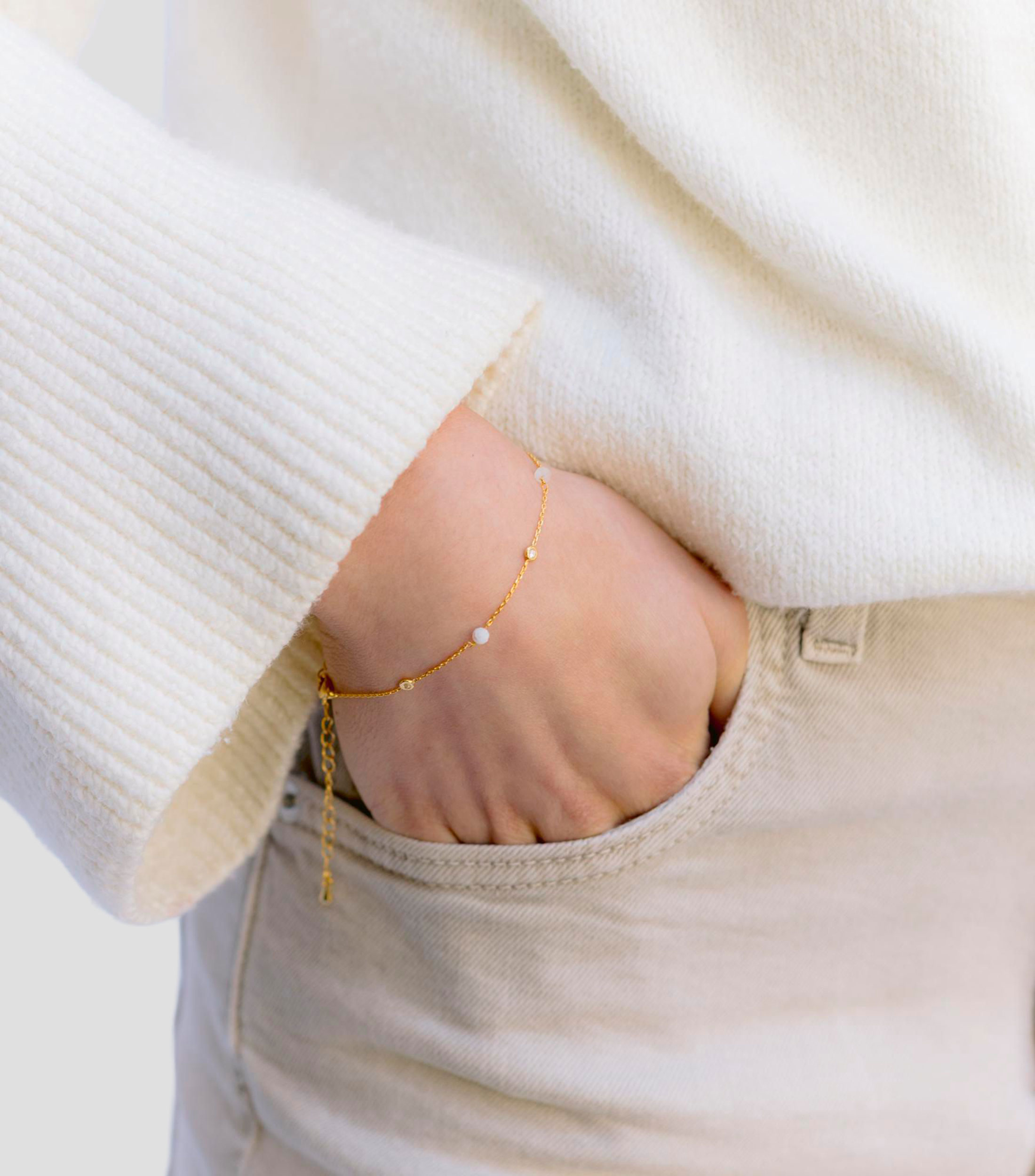 Pulsera eslabonada con cristales Mujer