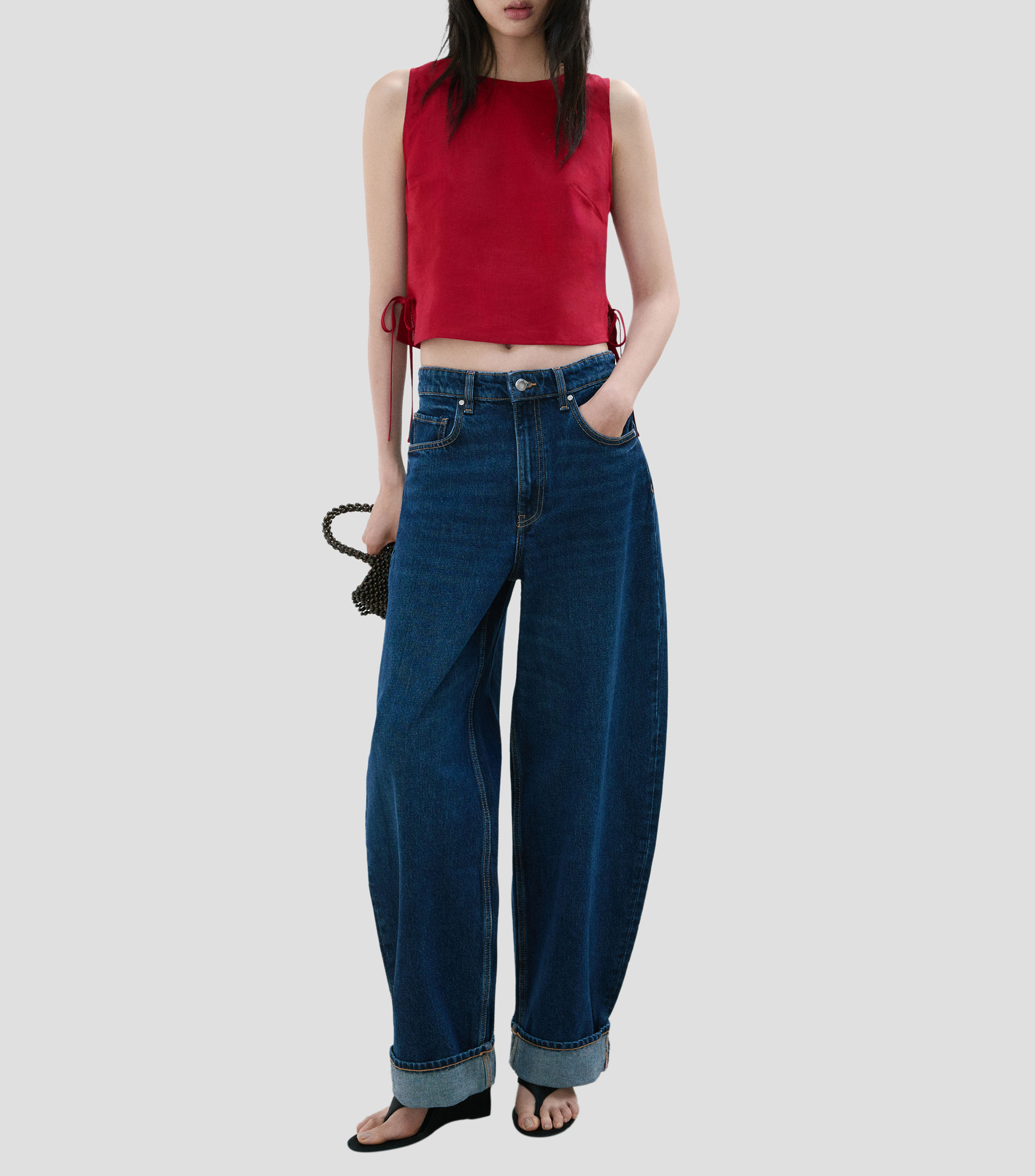 Blusa lisa sin mangas Mujer