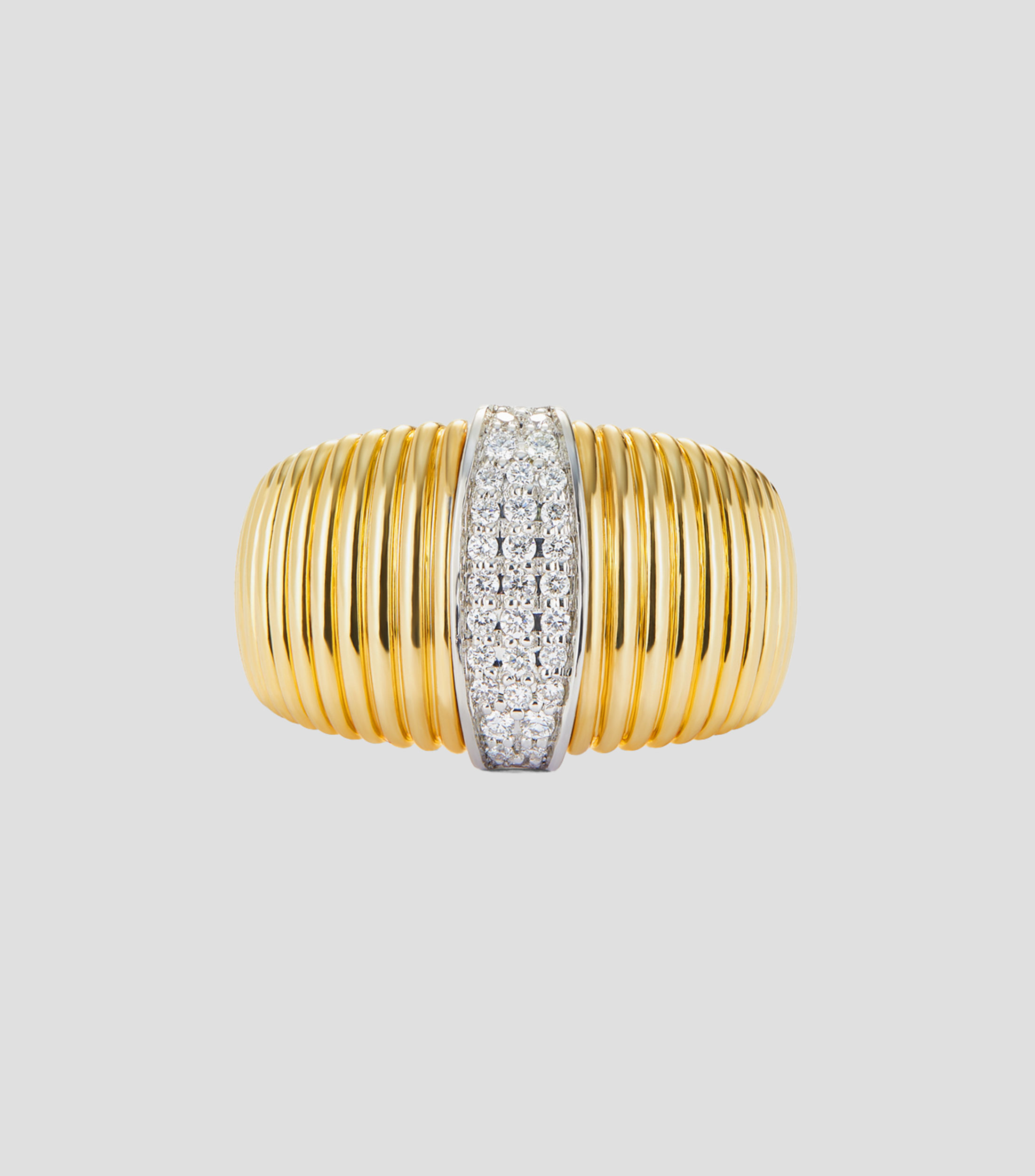 Anillo en Oro combinado Gallón con pavé de diamantes Mujer