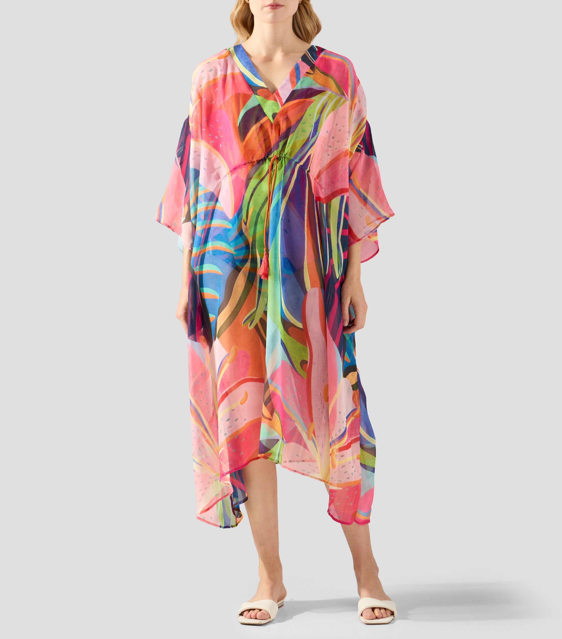 Kaftan estampado manga 3/4 Mujer