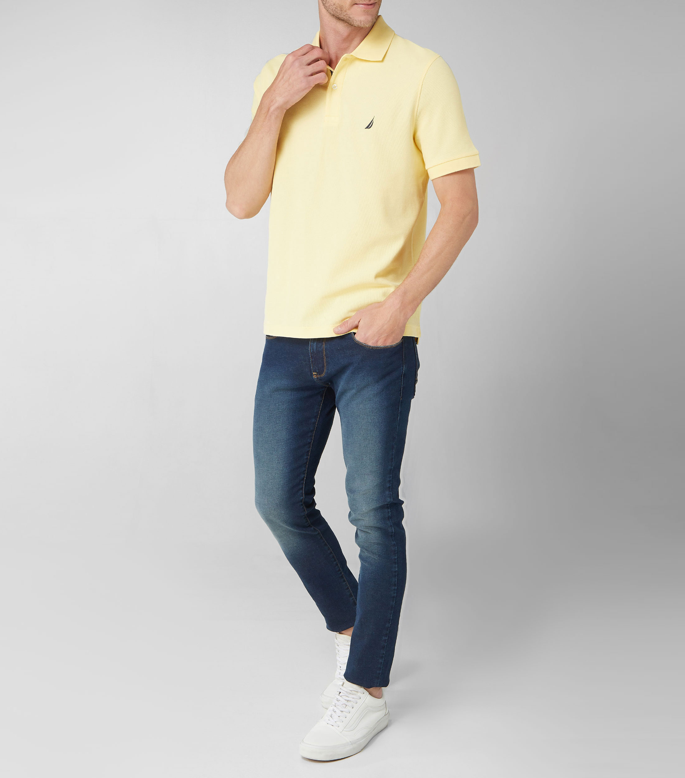 Playera Tipo Polo Amarillo Manga Corta Hombre