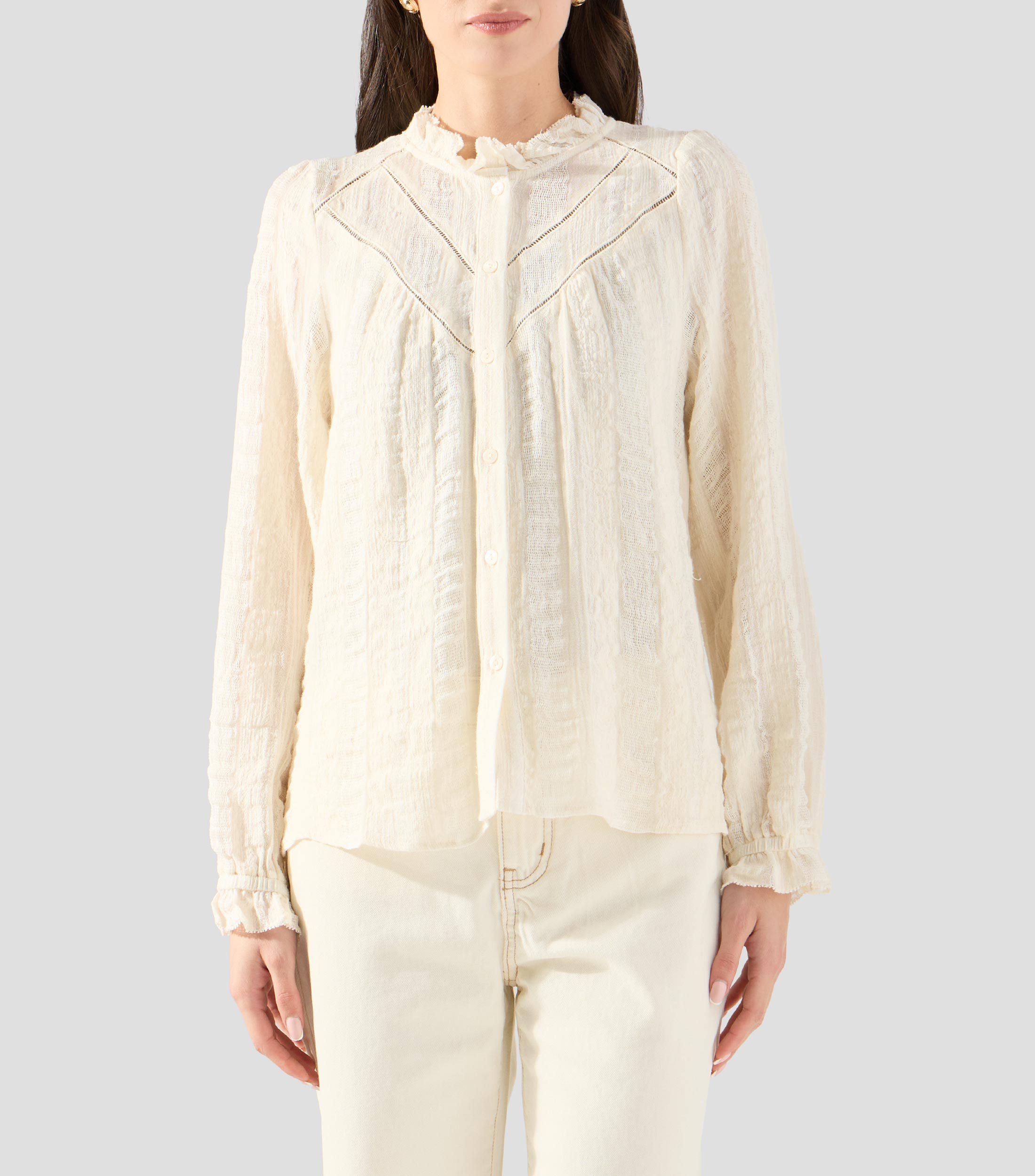 Blusa lisa manga larga Mujer