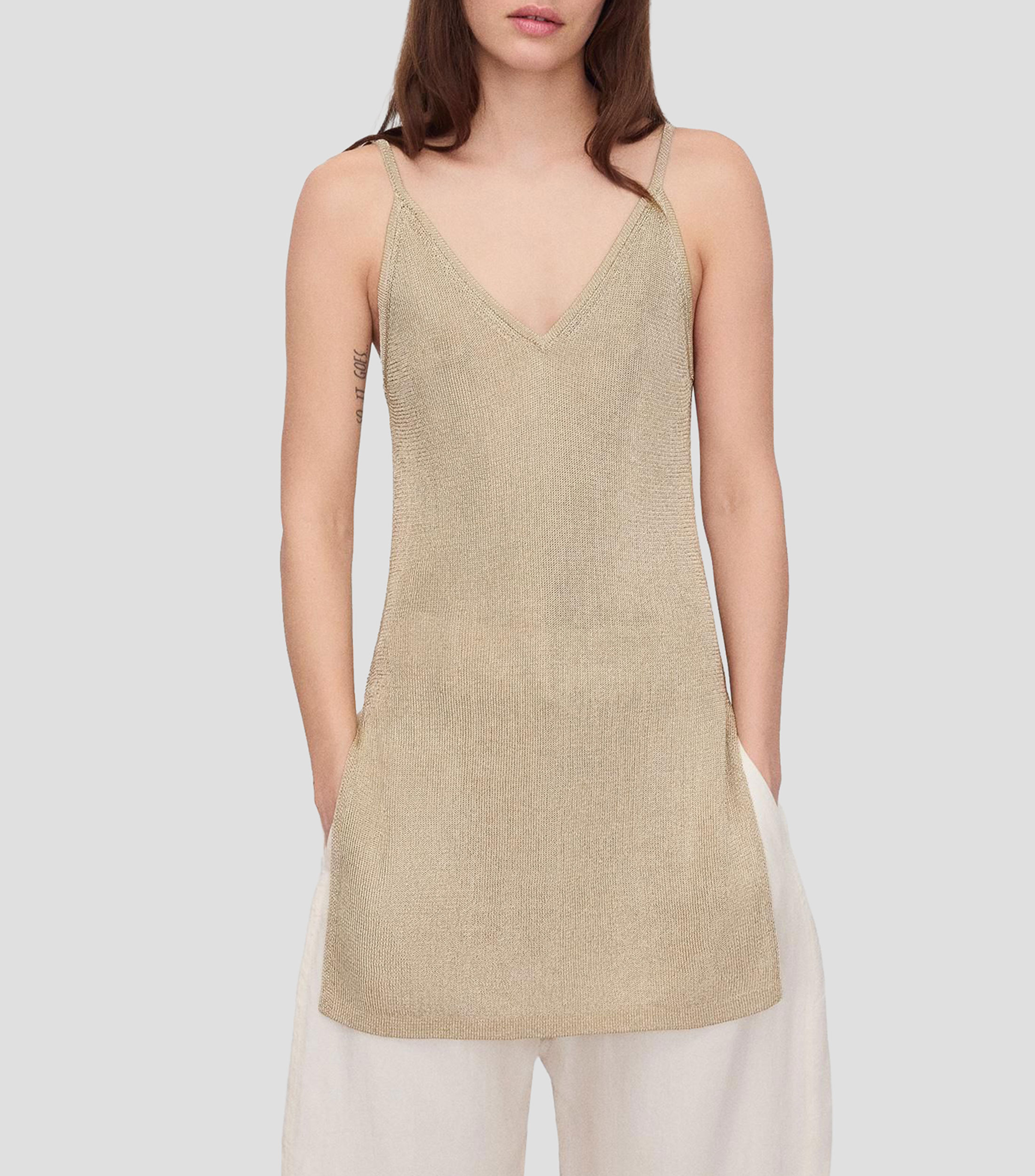 Top cuello V sin mangas fantasía Mujer