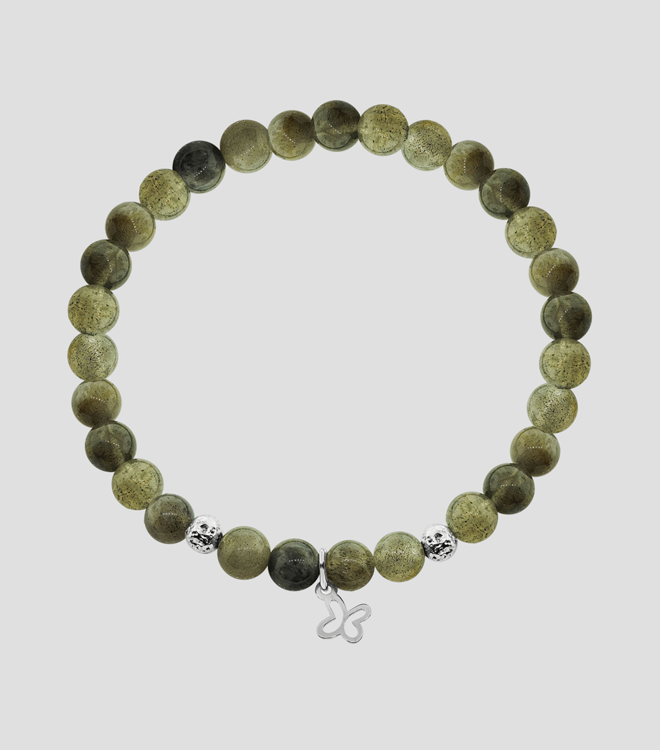 Brazalete en plata .925 y labradorita con mariposa mini Esenciales Mujer