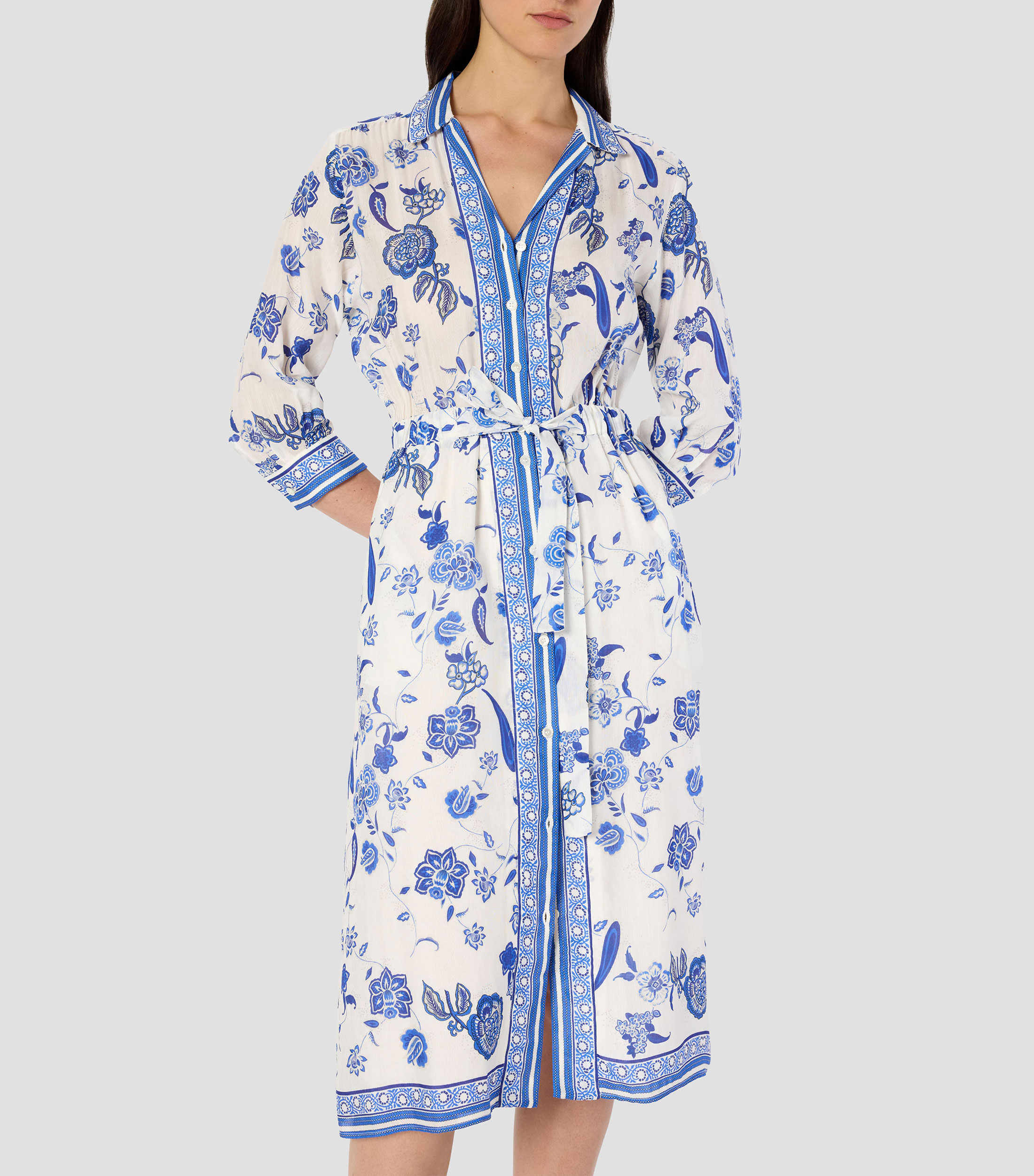 Vestido Midi estampado manga 34 Mujer