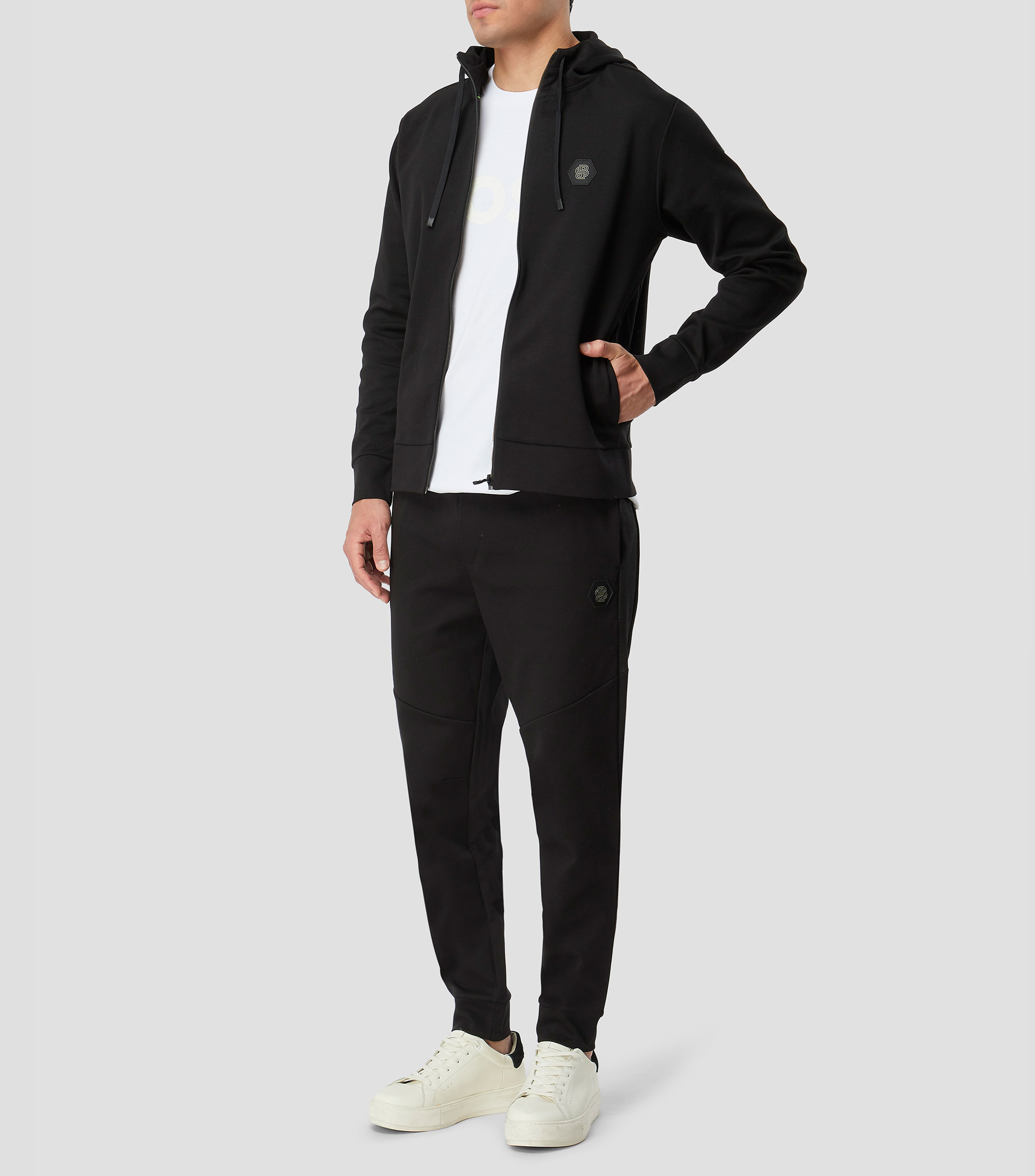 Sudadera con capucha relaxed fit de algodón con monograma Double B Hombre
