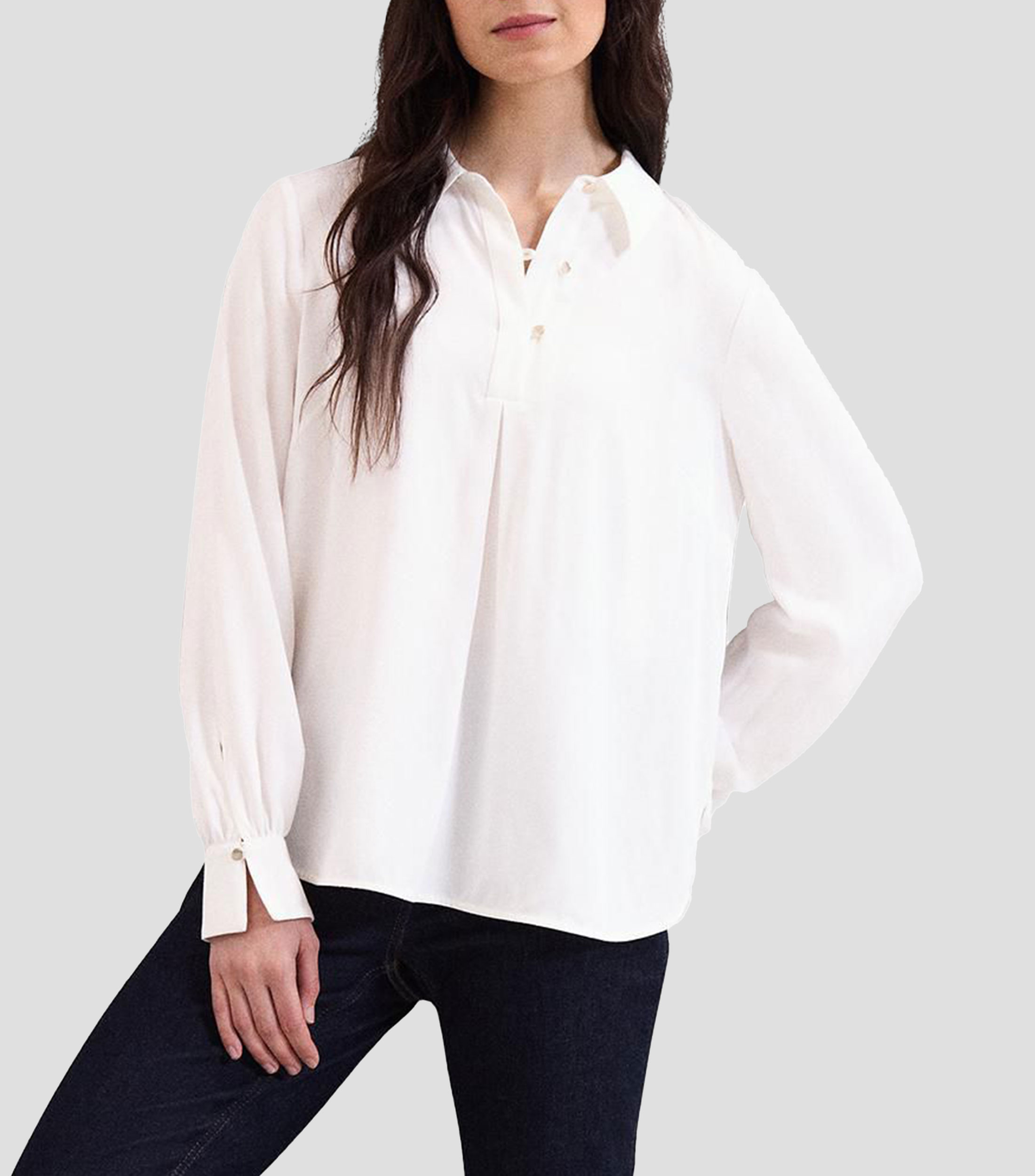 Camisa lisa de manga larga Mujer