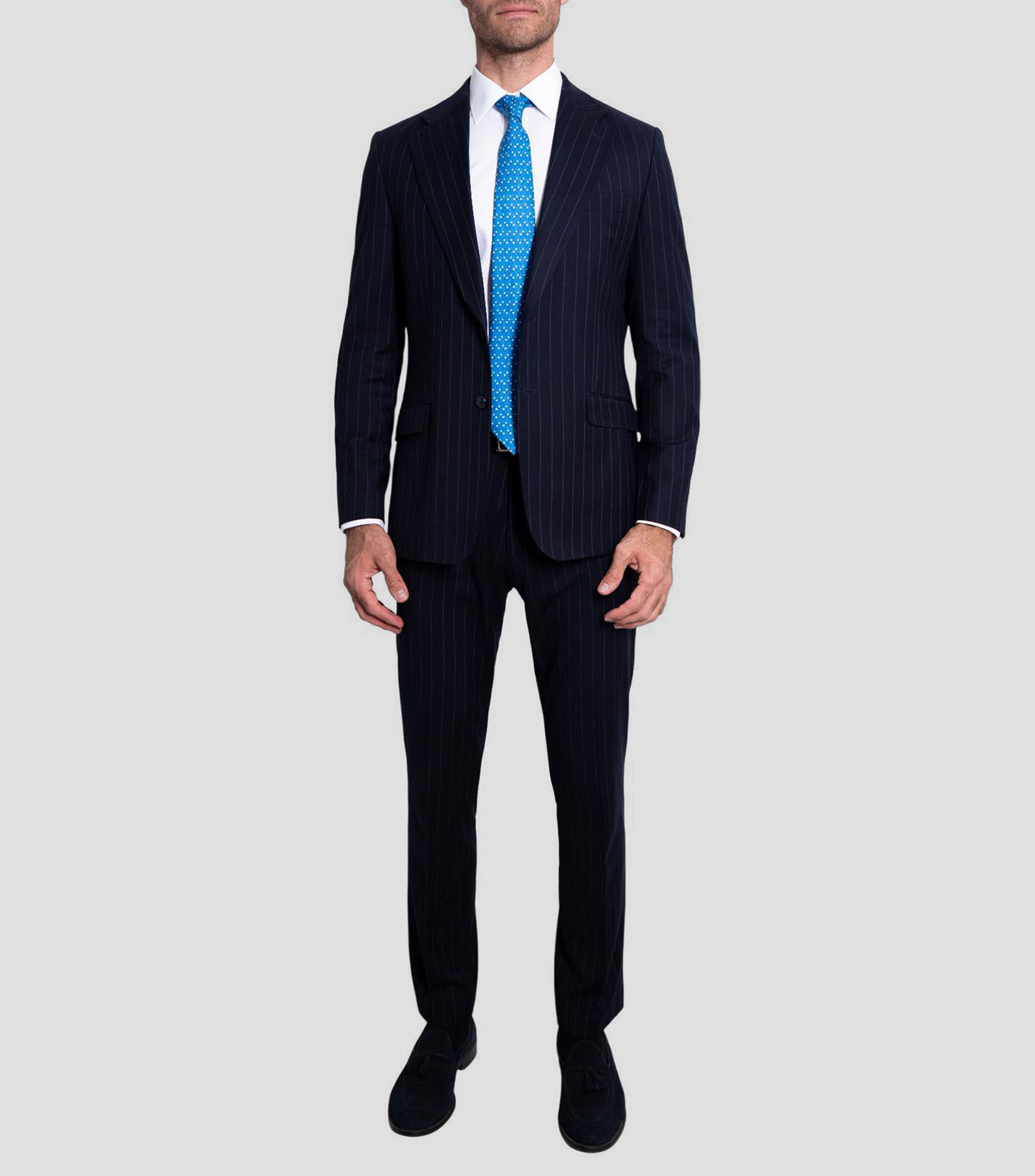 Corbata ancha de seda azul estampada S8 Flamenco