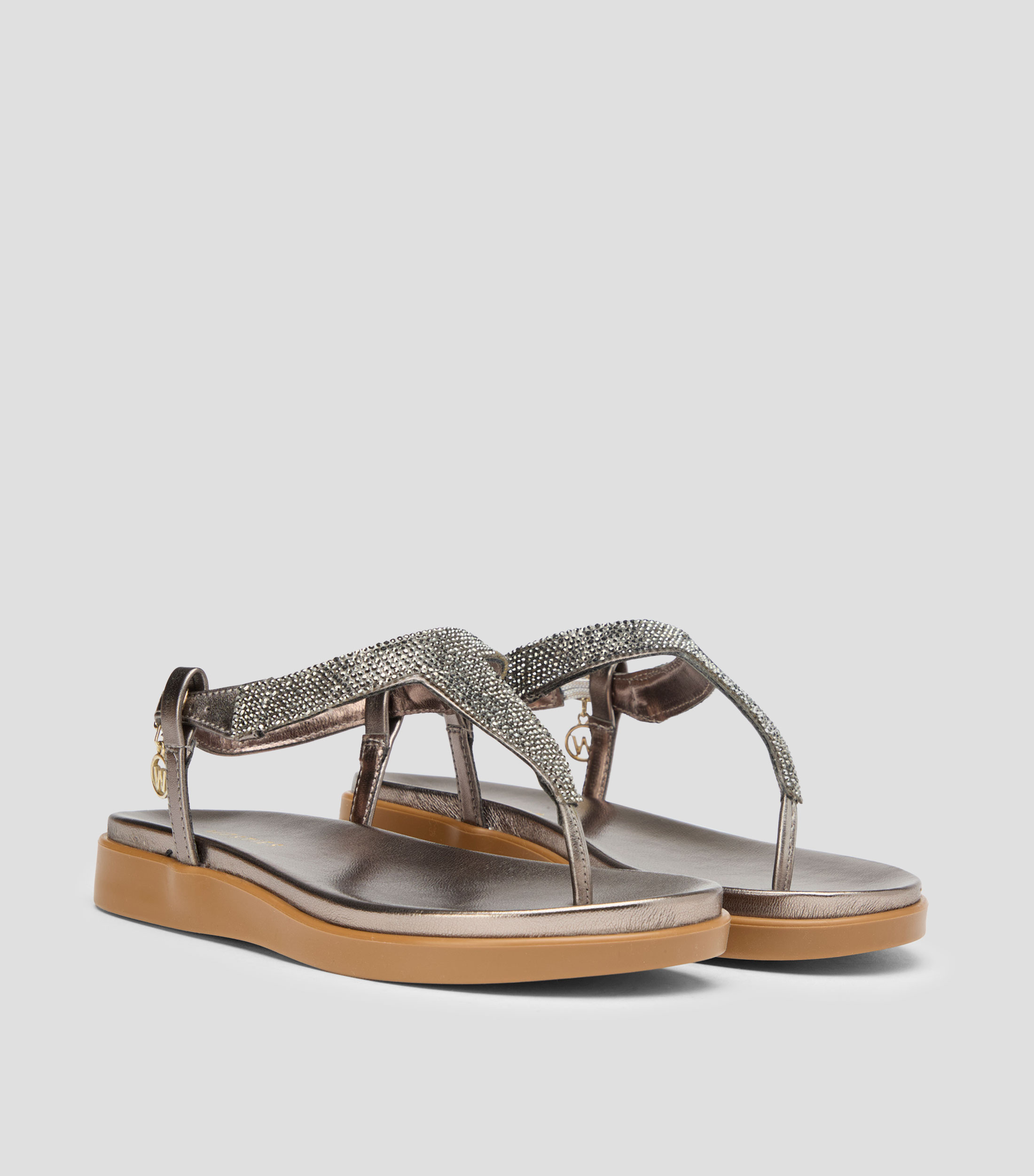 Sandalias planas metalizadas Mujer