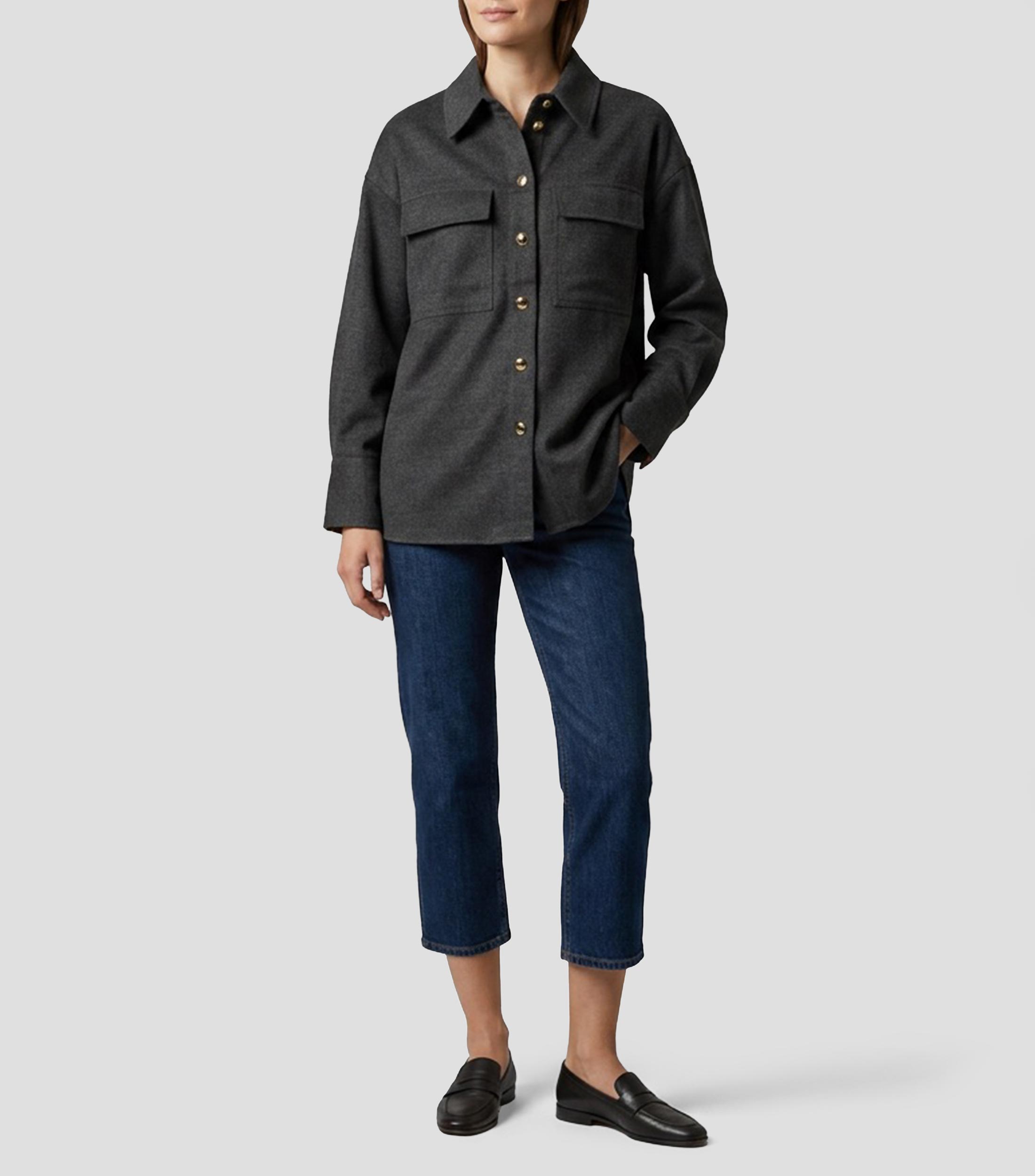 Sobrecamisa jaspeada manga larga Mujer