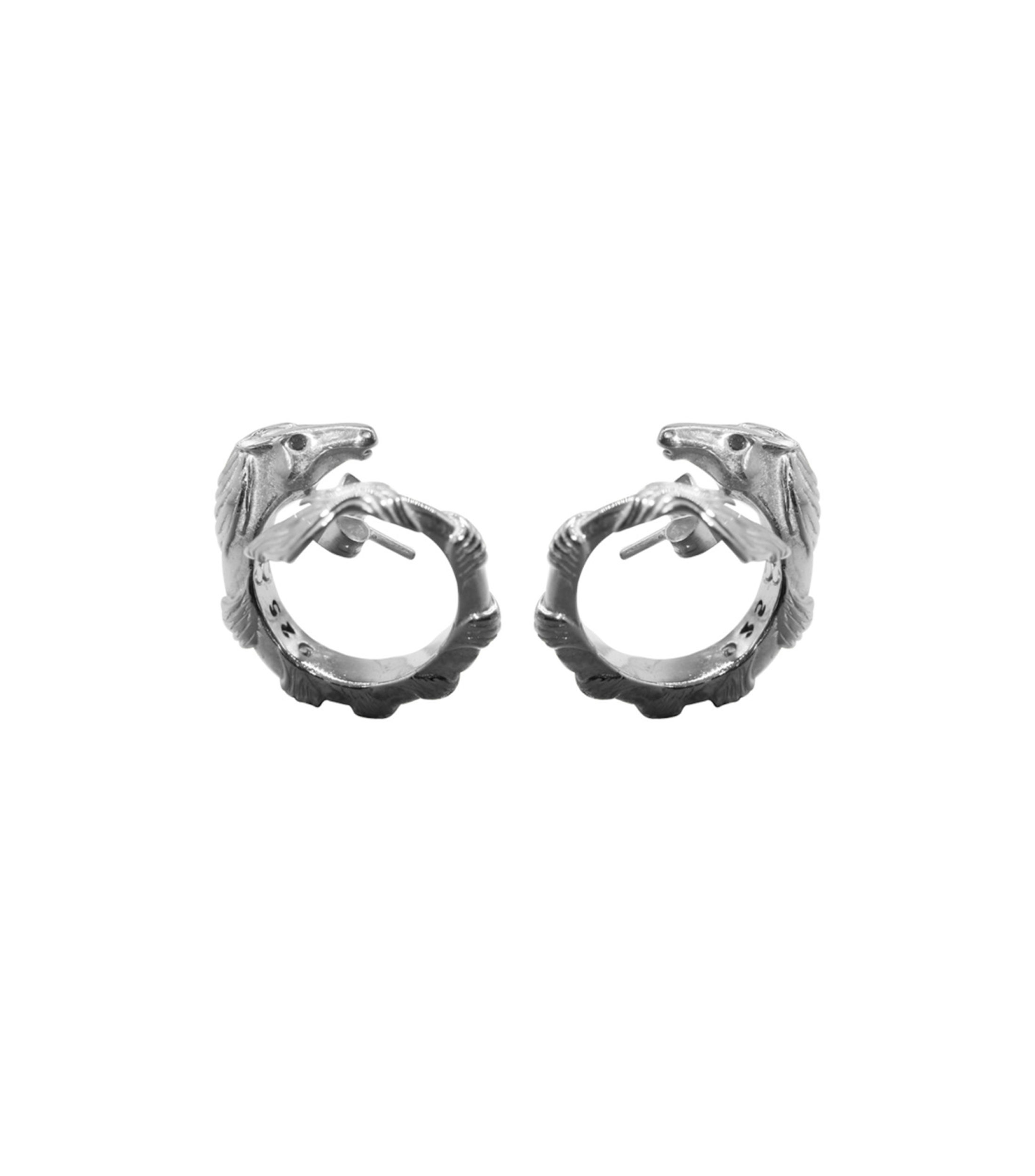 Aretes Caballo en plata .925 con zafiro Mujer