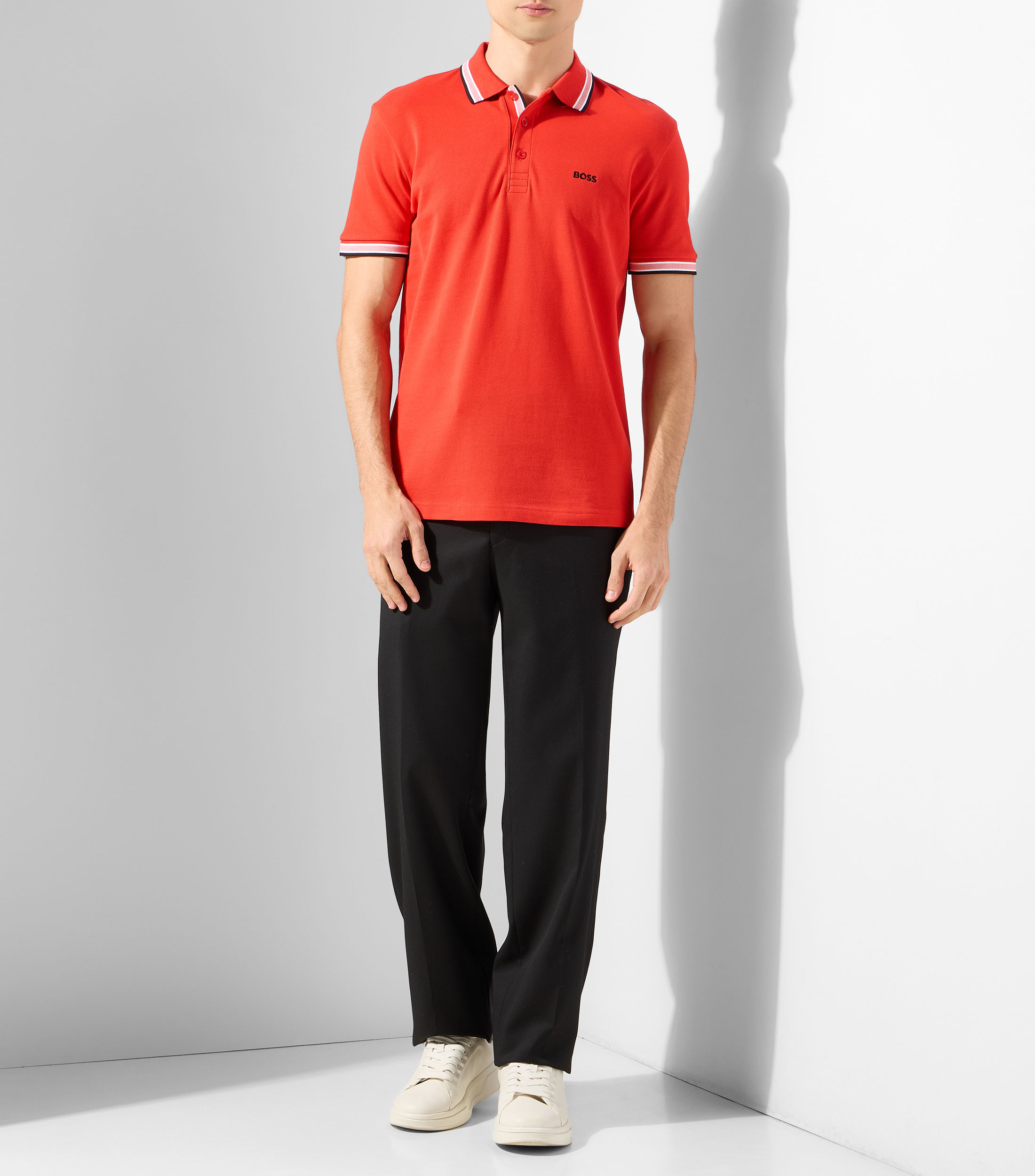 Playera polo manga corta sólida Hombre