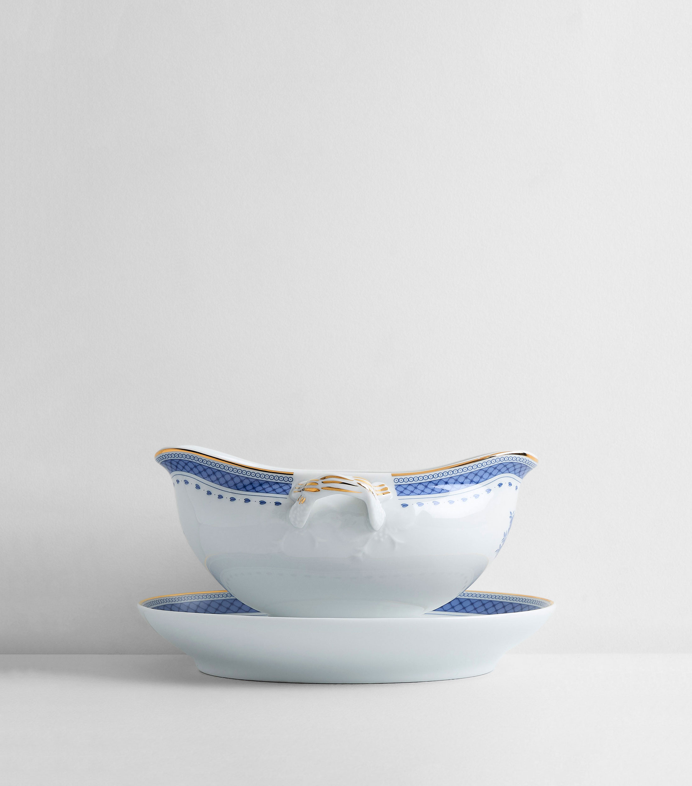 Salsera con plato Cozina Velha blanco con azul