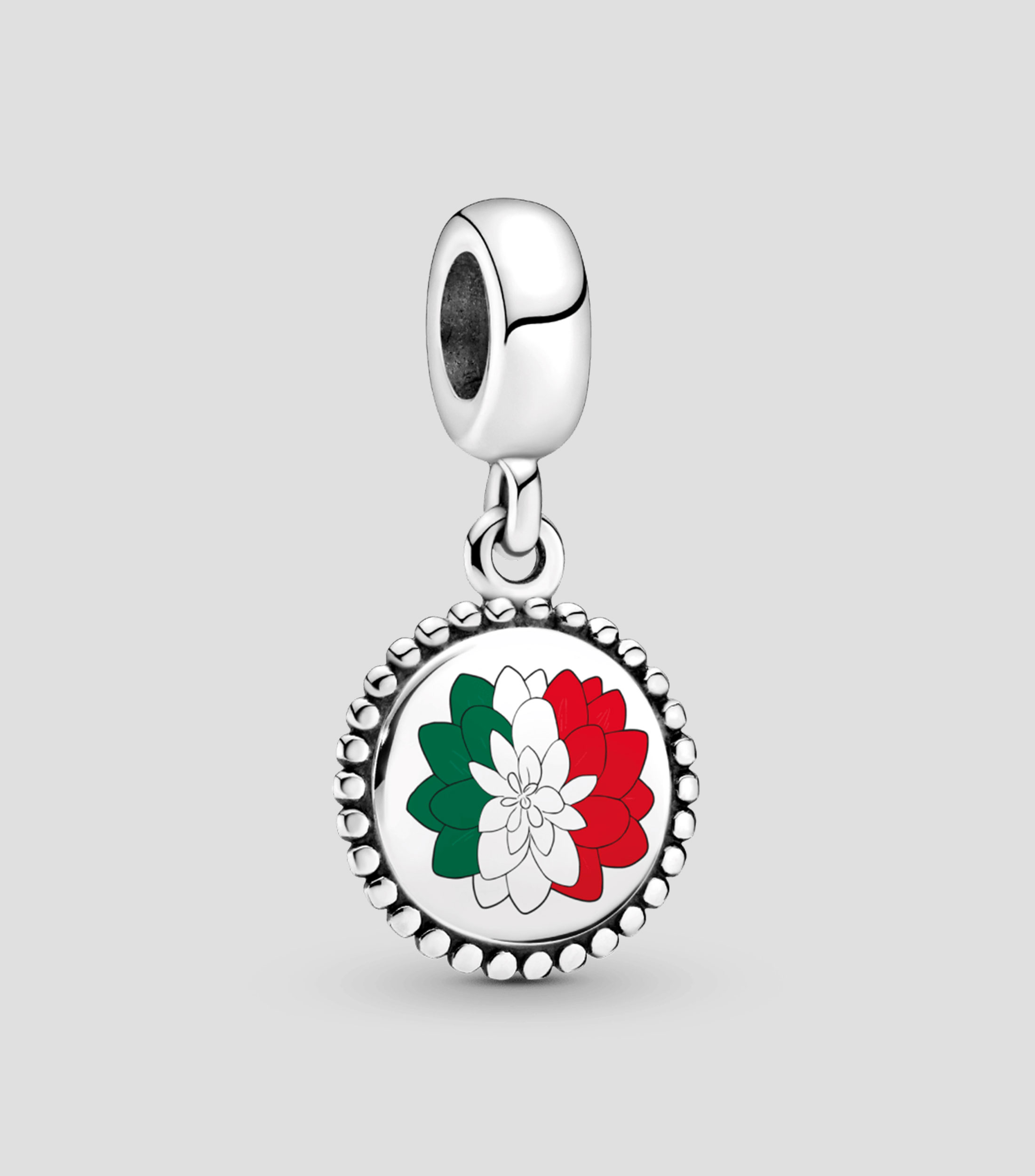 Charm circular en plata con los colores de la bandera de Mexico Mujer