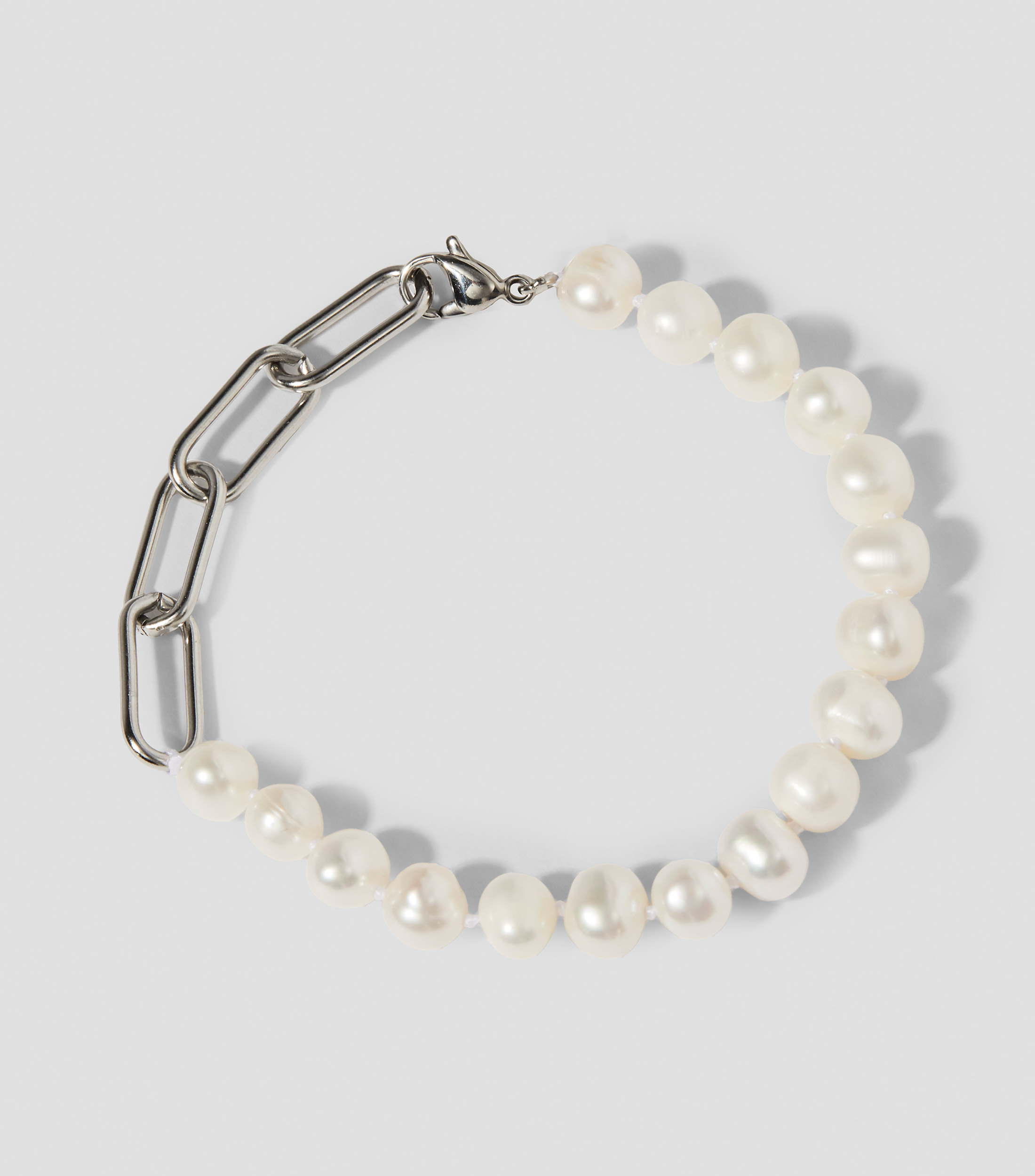 Brazalete con eslabones y perla Mujer