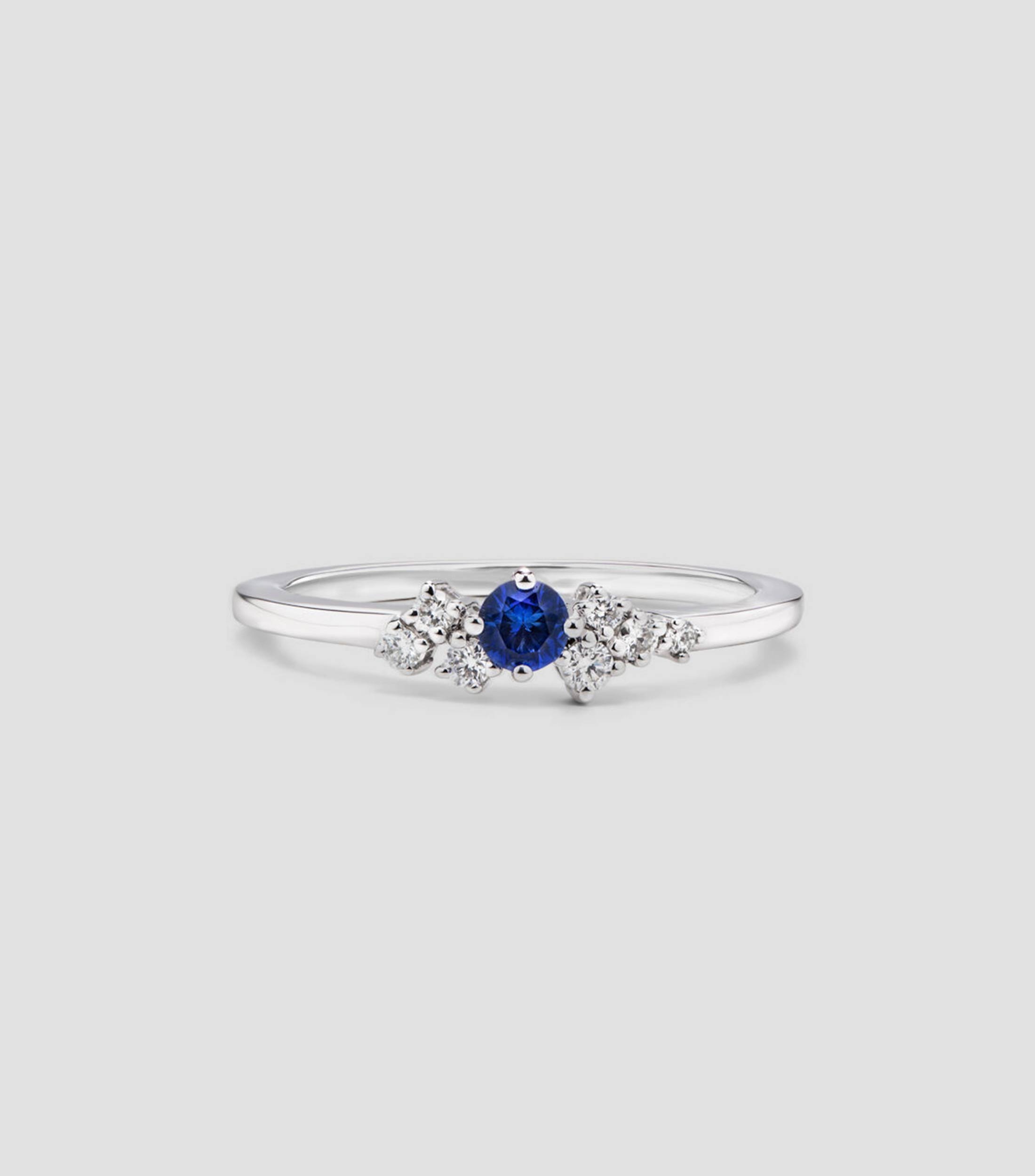 Anillo en Oro blanco de 18 Kilates Saiph con Zafiro Mujer