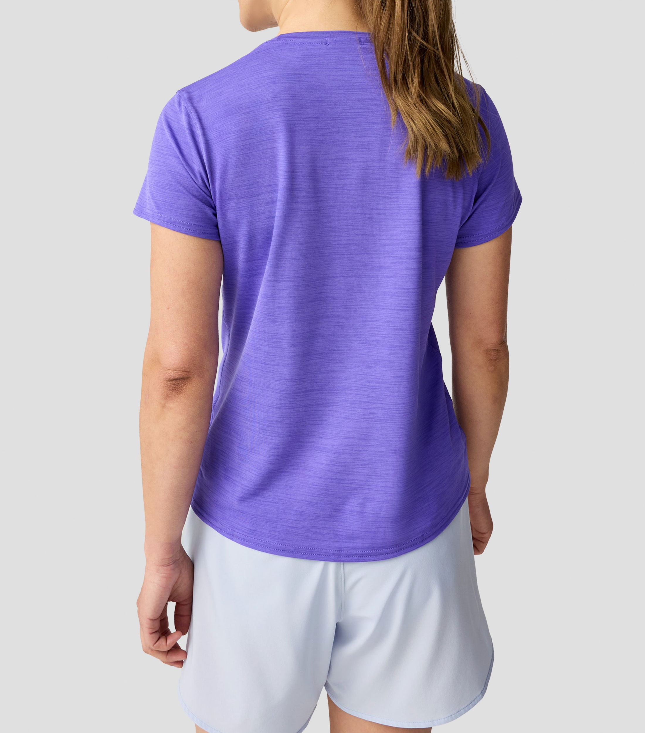 Playera para correr manga corta cuello redondo lisa Mujer