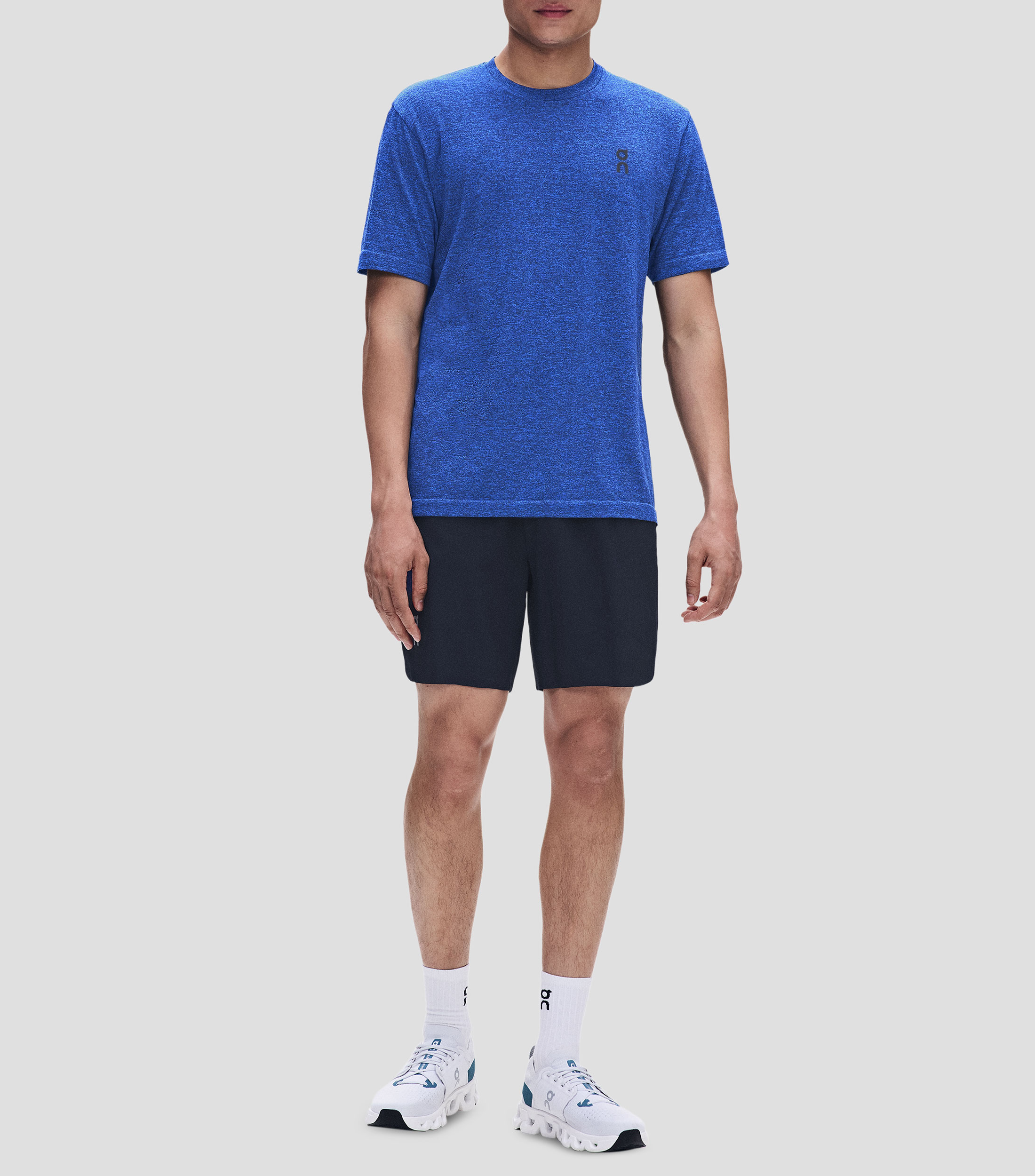 Playera para entrenamiento cuello redondo manga corta jaspeado Hombre