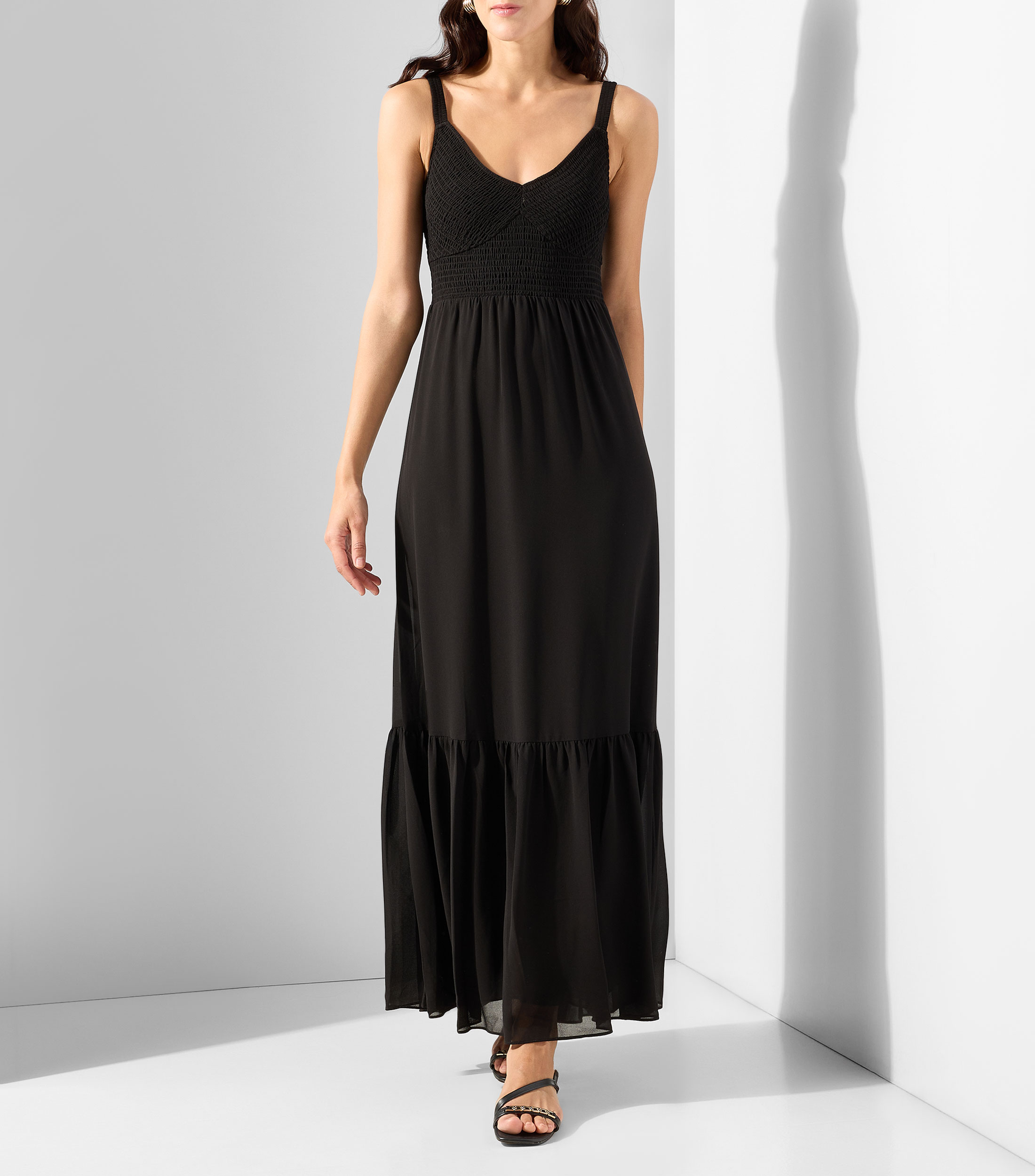 Vestido largo liso Mujer