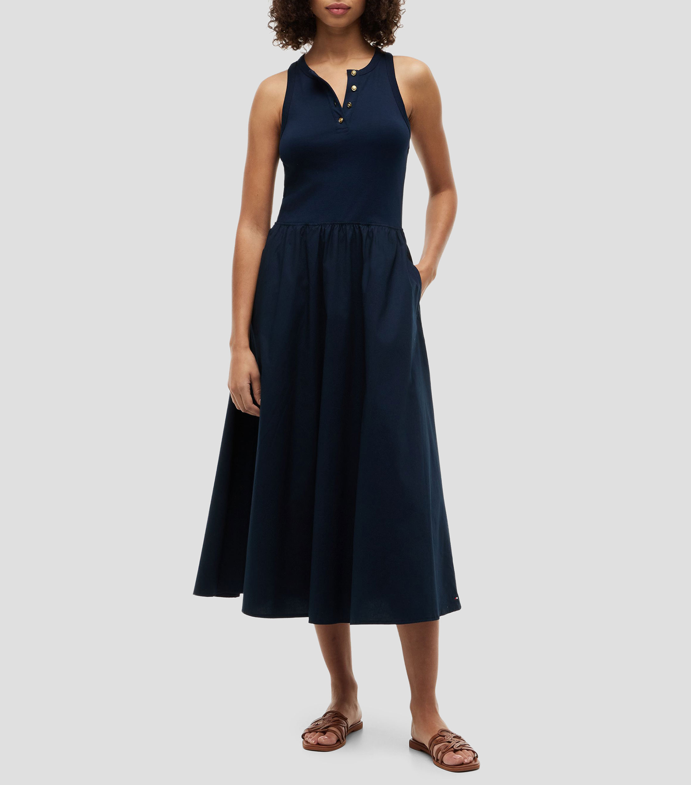 Vestido largo liso Mujer