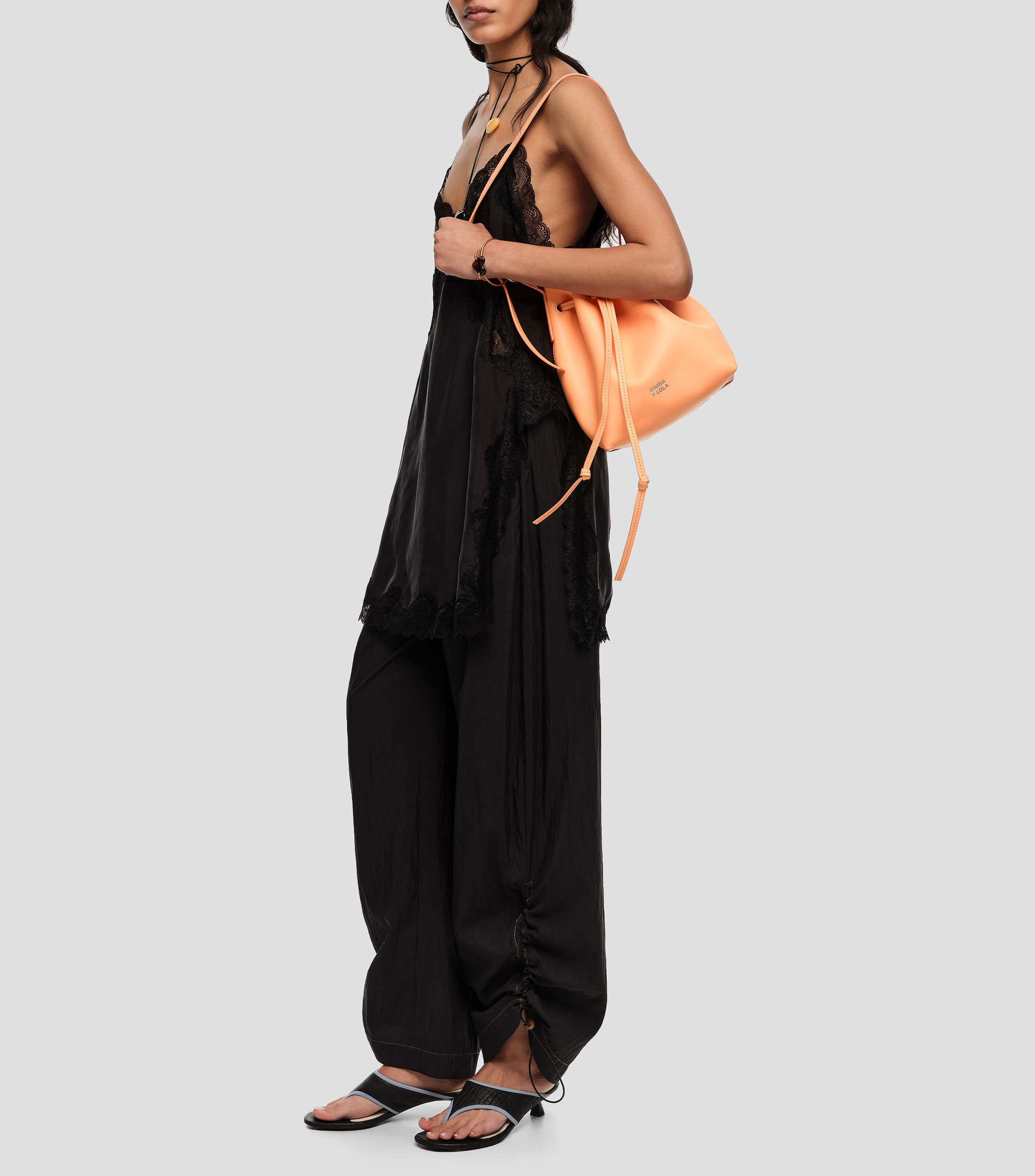 Bolsa bucket Carlino grande piel naranja sorbete Mujer