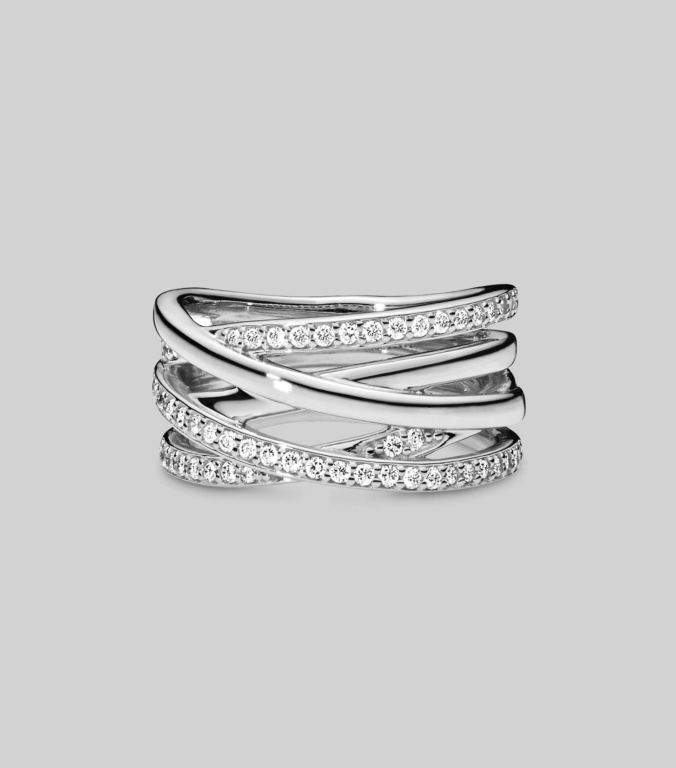 Anillo ancho en plata .925 Rose con circonitas Mujer Talla: 60