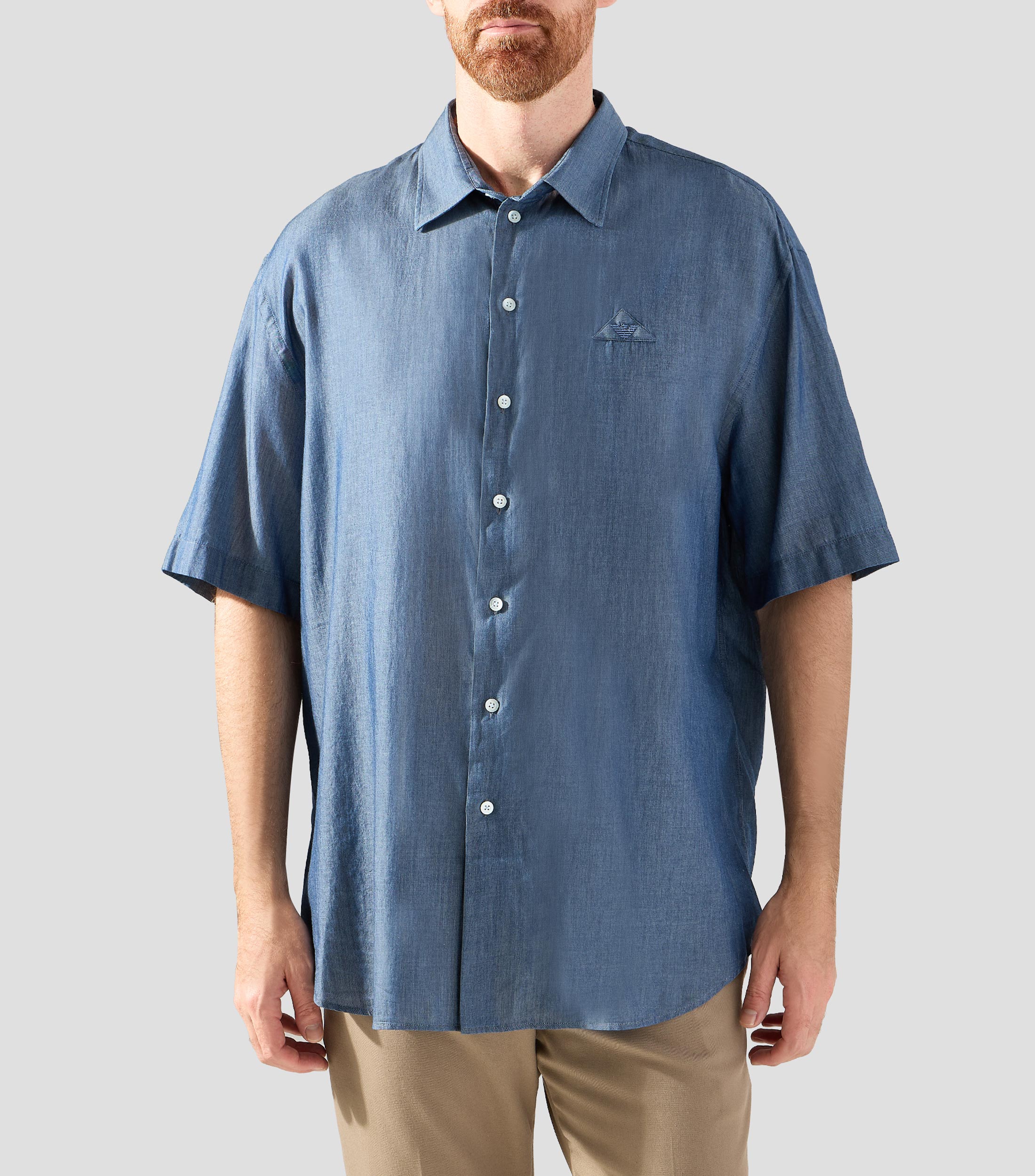 Camisa lisa manga corta Hombre