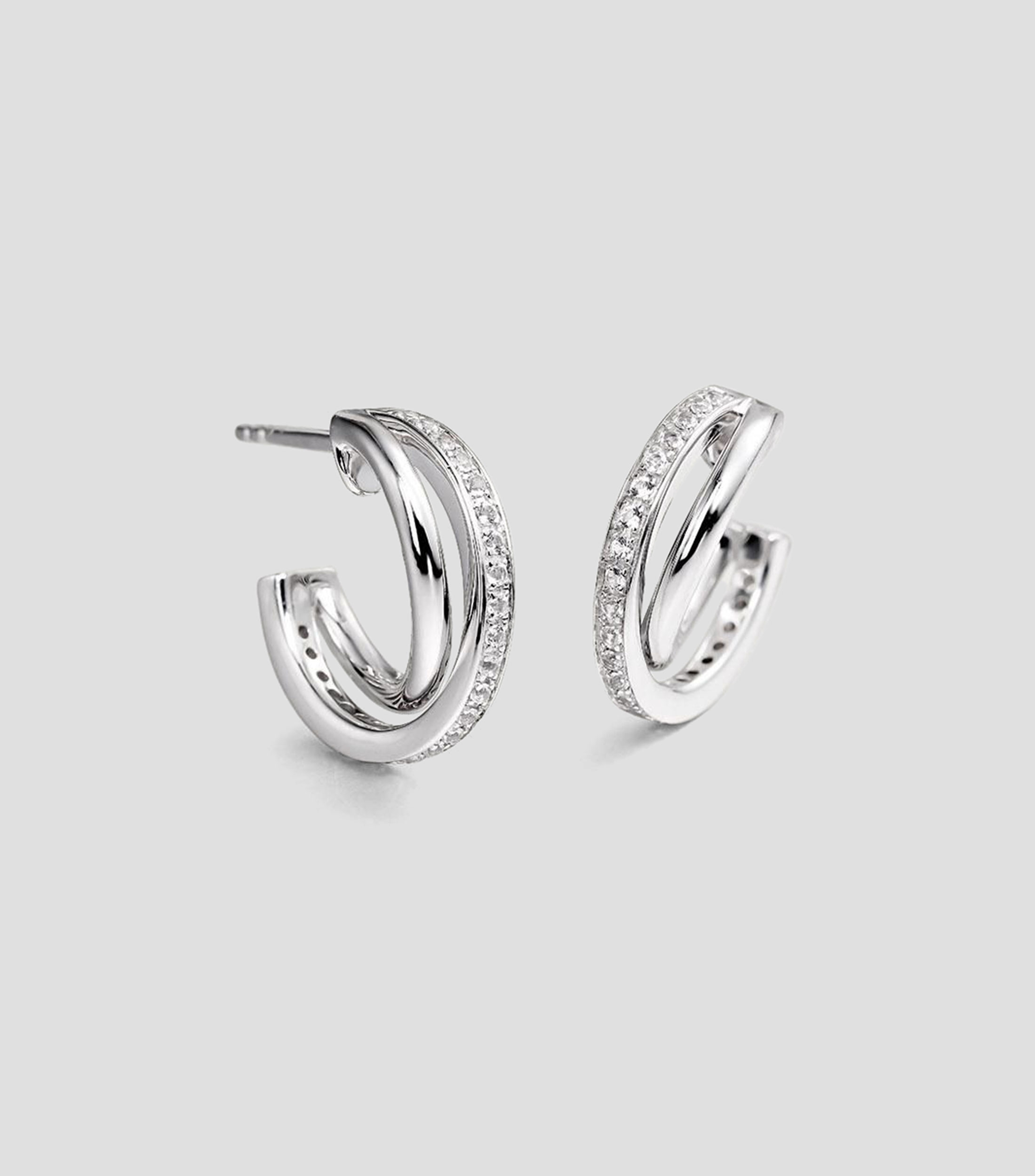 Aretes en plata .925 de aro con topacios Crossed Lines Mujer