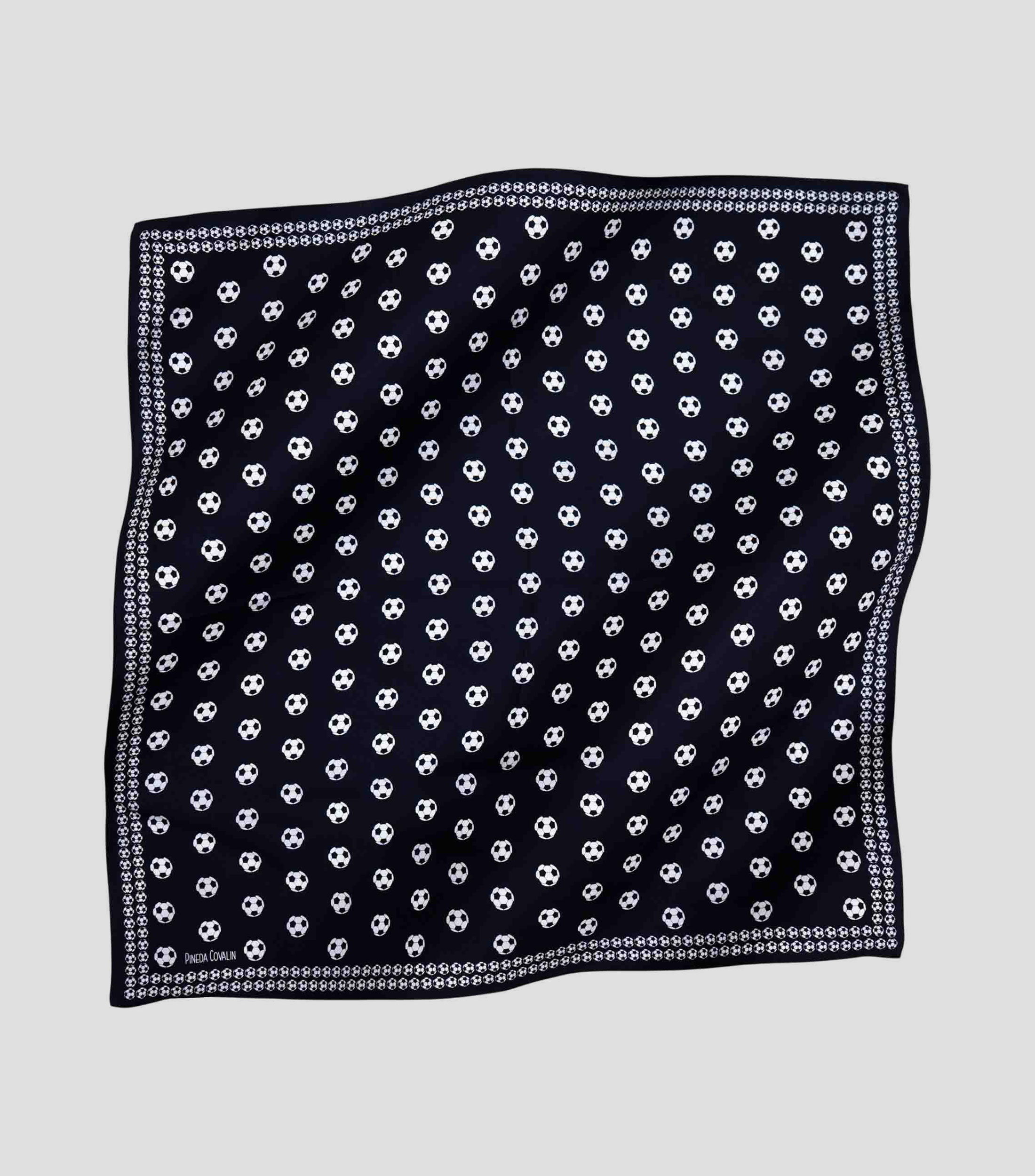 Mascada en seda negra estampada Mujer