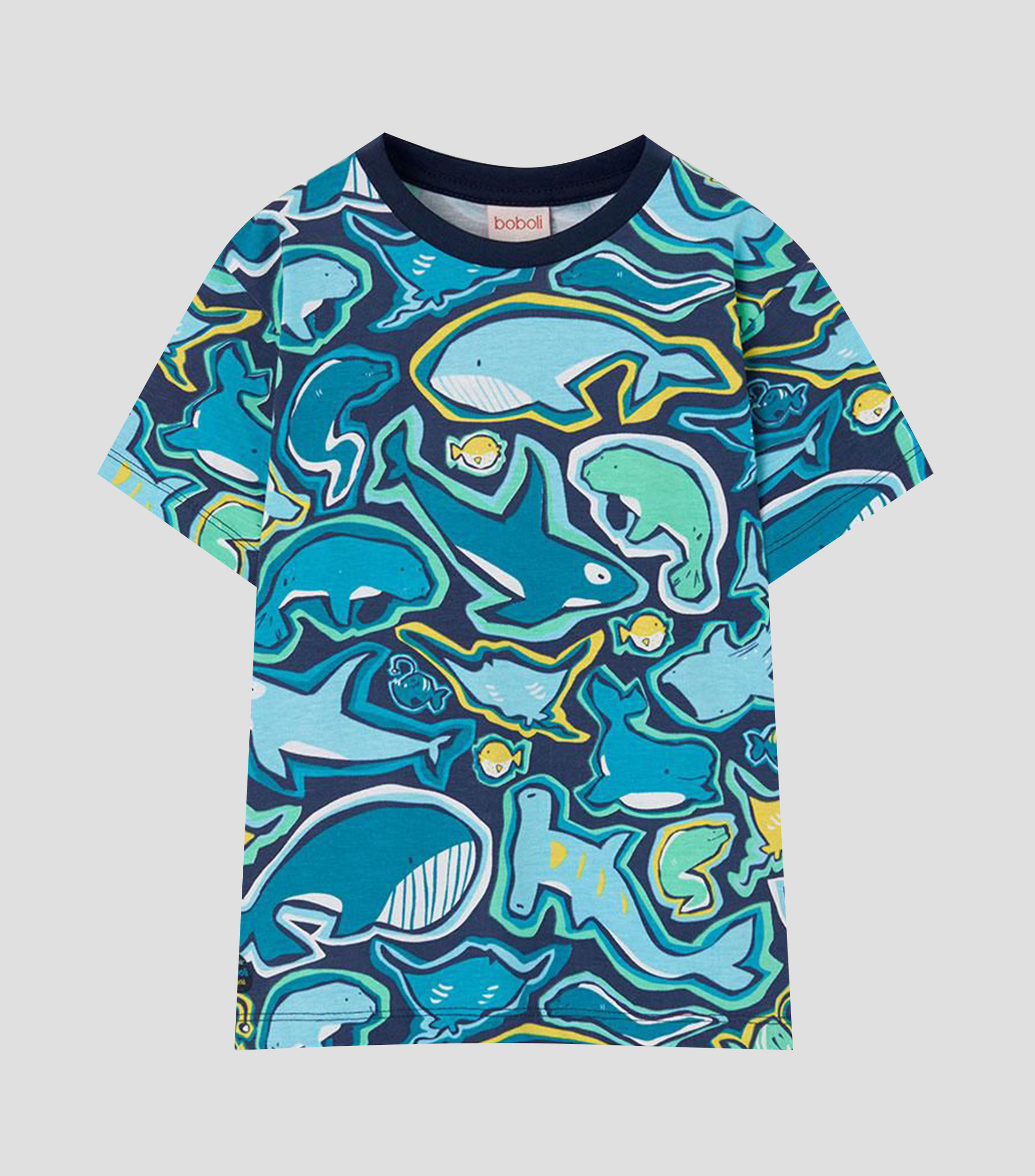 Playera cuello redondo manga corta estampada Niño