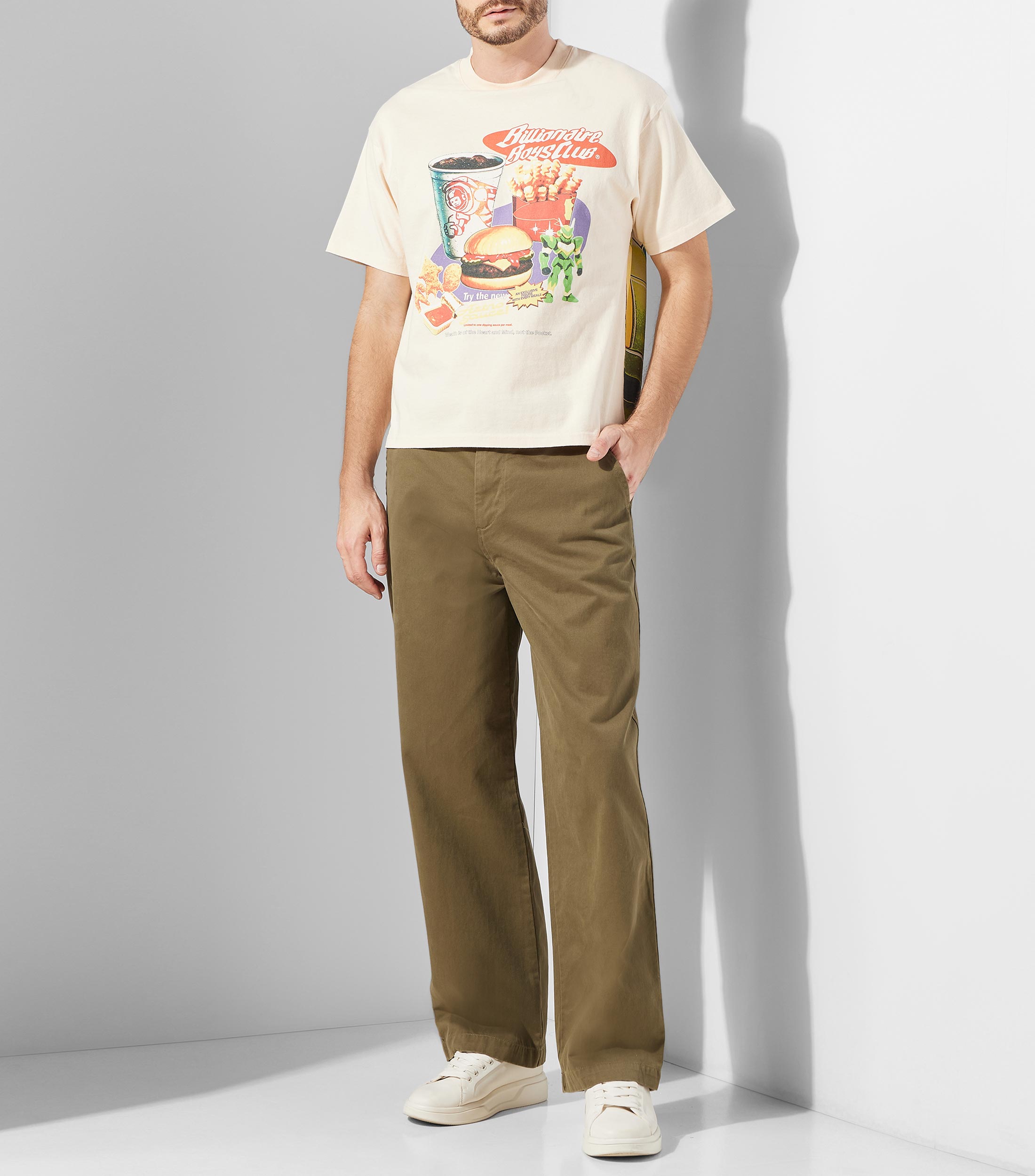 Playera cuello redondo manga corta con estampado Hombre