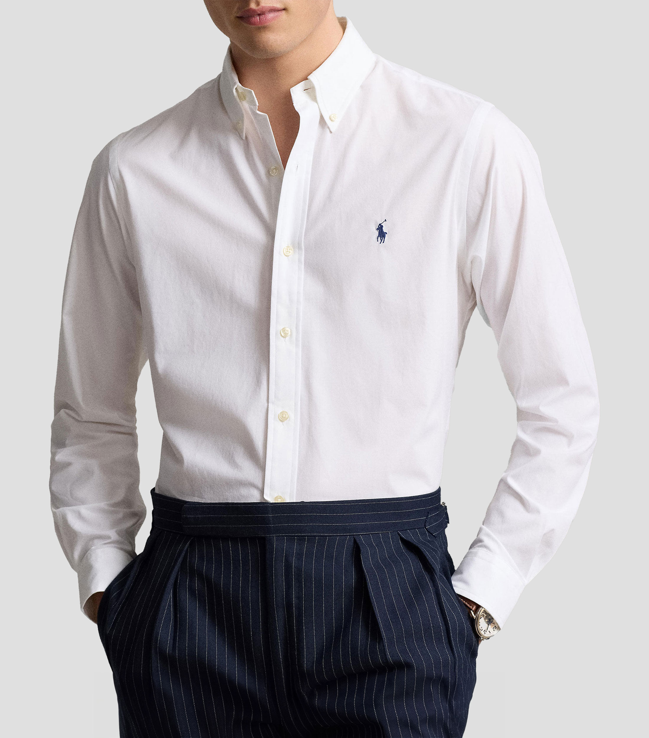 Camisa lisa con manga larga Hombre