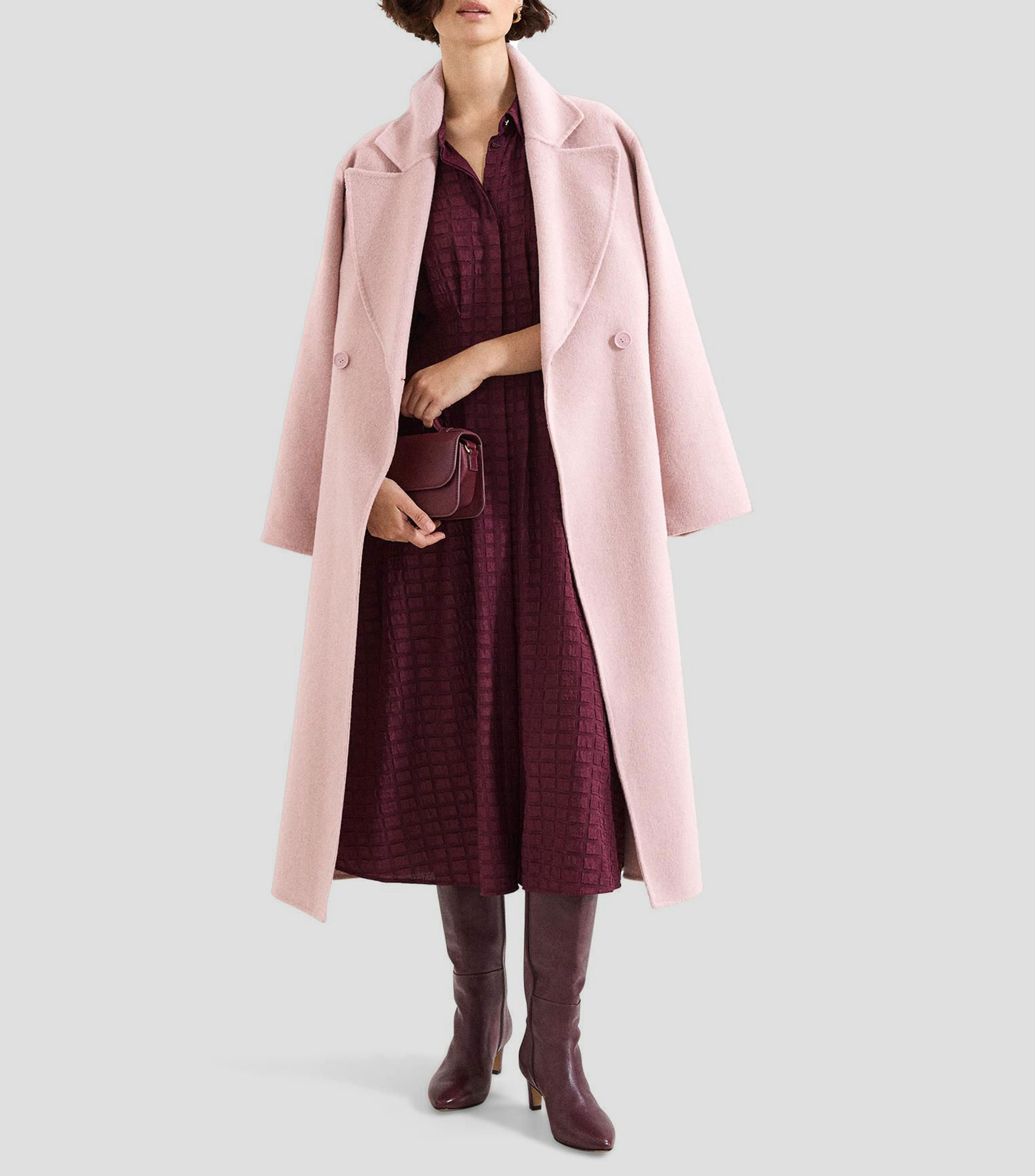 Vestido midi con cuadros Mujer