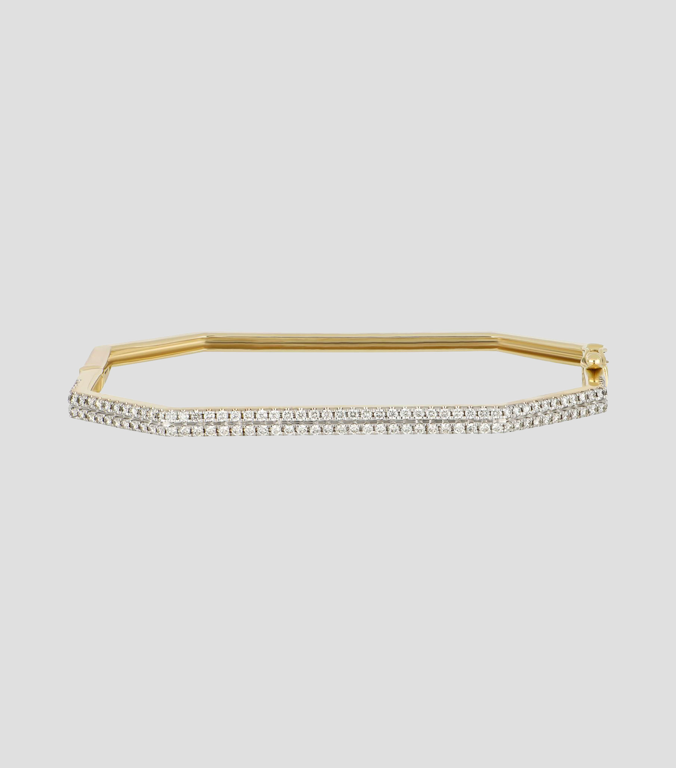 Pulsera aro octagonal en Oro amarillo de 14 Kilates con diamantes Mujer