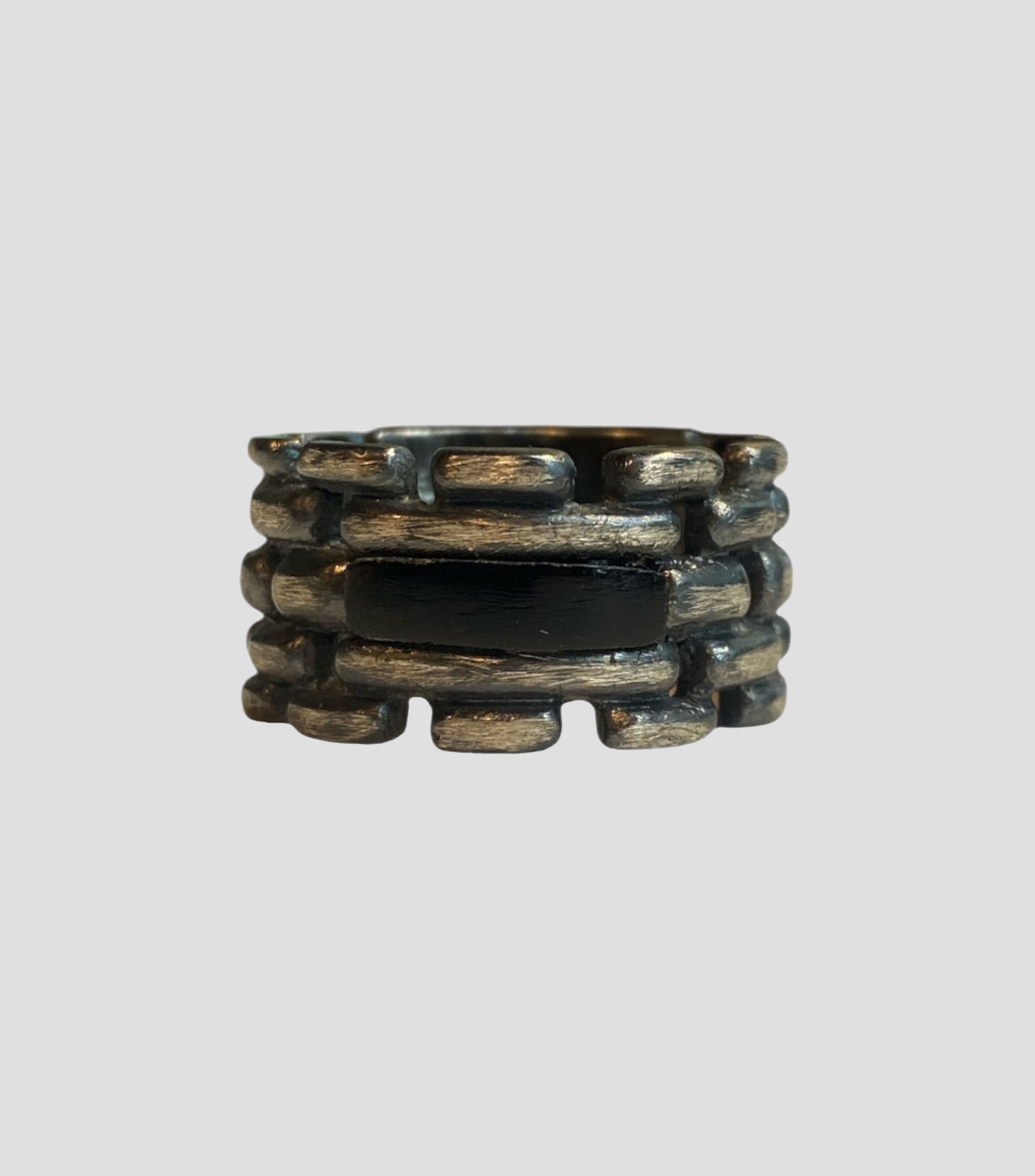 Anillo en plata .925 Brick Stone con obsidiana Unisex